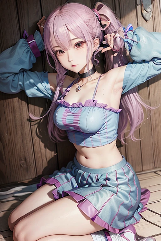 best qualityer, super detaill, work of art, ultra HD, 8K, 1 girl, focus on the girl, Ahri KDA The Baddest, League of legends, sexy e sensual, on the bed, showing off your thighs, emphasis on the thighs.
