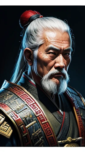 oriental、Old man wearing ancient Chinese armor、old man with ancient chinese hairstyle、three kingdom、multiple warlords、top-quality、masterpiece、超A high resolution、(Photorealsitic:1.4)、Game Posters、