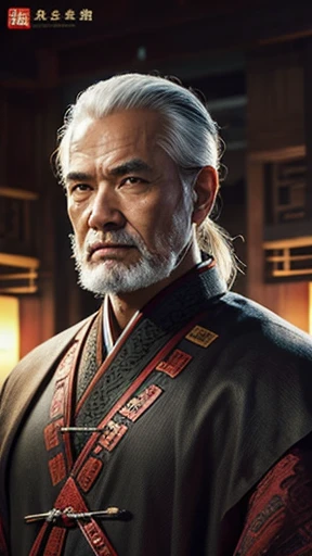 oriental、Old man wearing ancient Chinese armor、old man with ancient chinese hairstyle、three kingdom、multiple warlords、top-quality、masterpiece、超A high resolution、(Photorealsitic:1.4)、Game Posters、