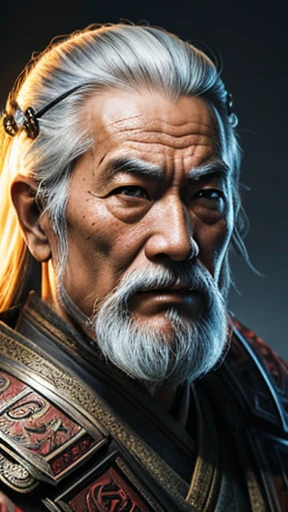 oriental、Old man wearing ancient Chinese armor、old man with ancient chinese hairstyle、three kingdom、multiple warlords、top-quality、​masterpiece、超A high resolution、(Photorealsitic:1.4)、Game Posters、