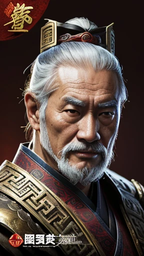 oriental、Old man wearing ancient Chinese armor、old man with ancient chinese hairstyle、three kingdom、multiple warlords、top-quality、masterpiece、超A high resolution、(Photorealsitic:1.4)、Game Posters、