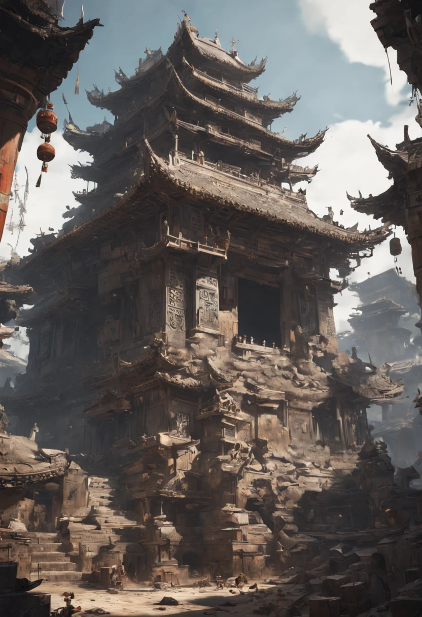 Mysterious Ancient Relics, by ashley wood, Ancient Chinese Civilization, ultra-wide-angle, octane render, enhance, intricate, (masterpiece, Representative work, official art, Professional, unity 8k wallpaper:1.3)
