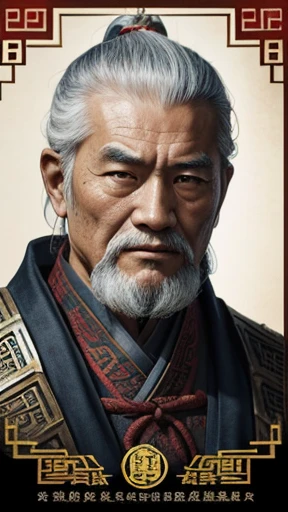 oriental、Old man wearing ancient Chinese armor、old man with ancient chinese hairstyle、three kingdom、multiple warlords、top-quality、masterpiece、超A high resolution、(Photorealsitic:1.4)、Game Posters、
