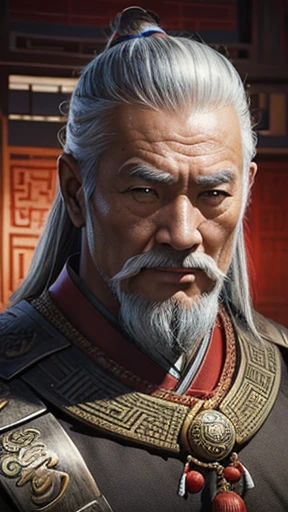 oriental、Old man wearing ancient Chinese armor、old man with ancient chinese hairstyle、three kingdom、multiple warlords、top-quality、​masterpiece、超A high resolution、(Photorealsitic:1.4)、Game Posters、