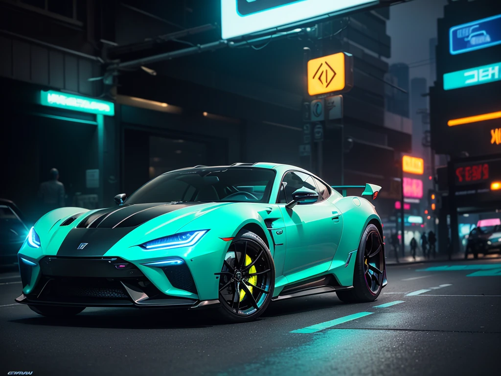 (1 transparent sports car on gorgeous cyberunk city streets)，Color transparent plastic，cyberpunk people，industrial design，Smooth design feel，Sophisticated body structure，cleanness，(((Transparent visual impact)))，(((Brilliant neon lights)))，white backgrounid，ultra-realistic realism，hyper HD，high detal，best qualtiy，4K