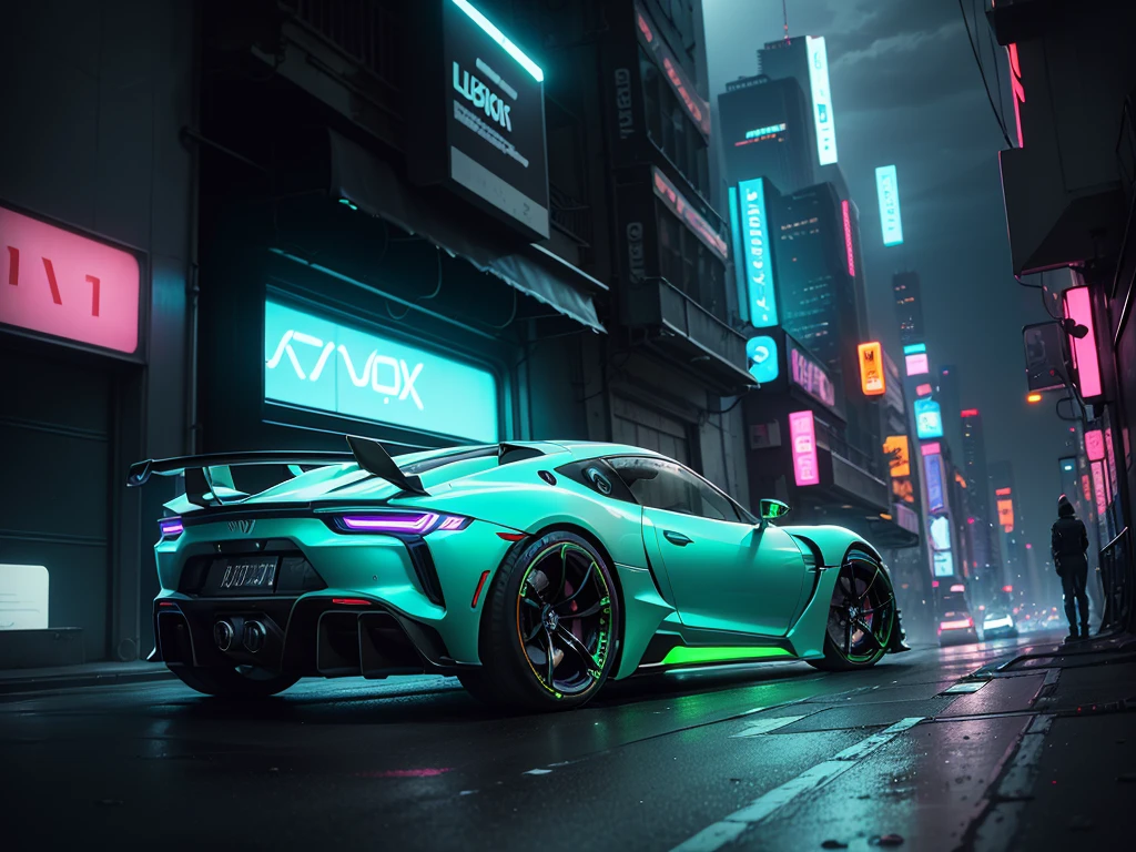 (1 transparent sports car on gorgeous cyberunk city streets)，Color transparent plastic，cyberpunk people，industrial design，Smooth design feel，Sophisticated body structure，cleanness，(((Transparent visual impact)))，(((Brilliant neon lights)))，white backgrounid，ultra-realistic realism，hyper HD，high detal，best qualtiy，4K