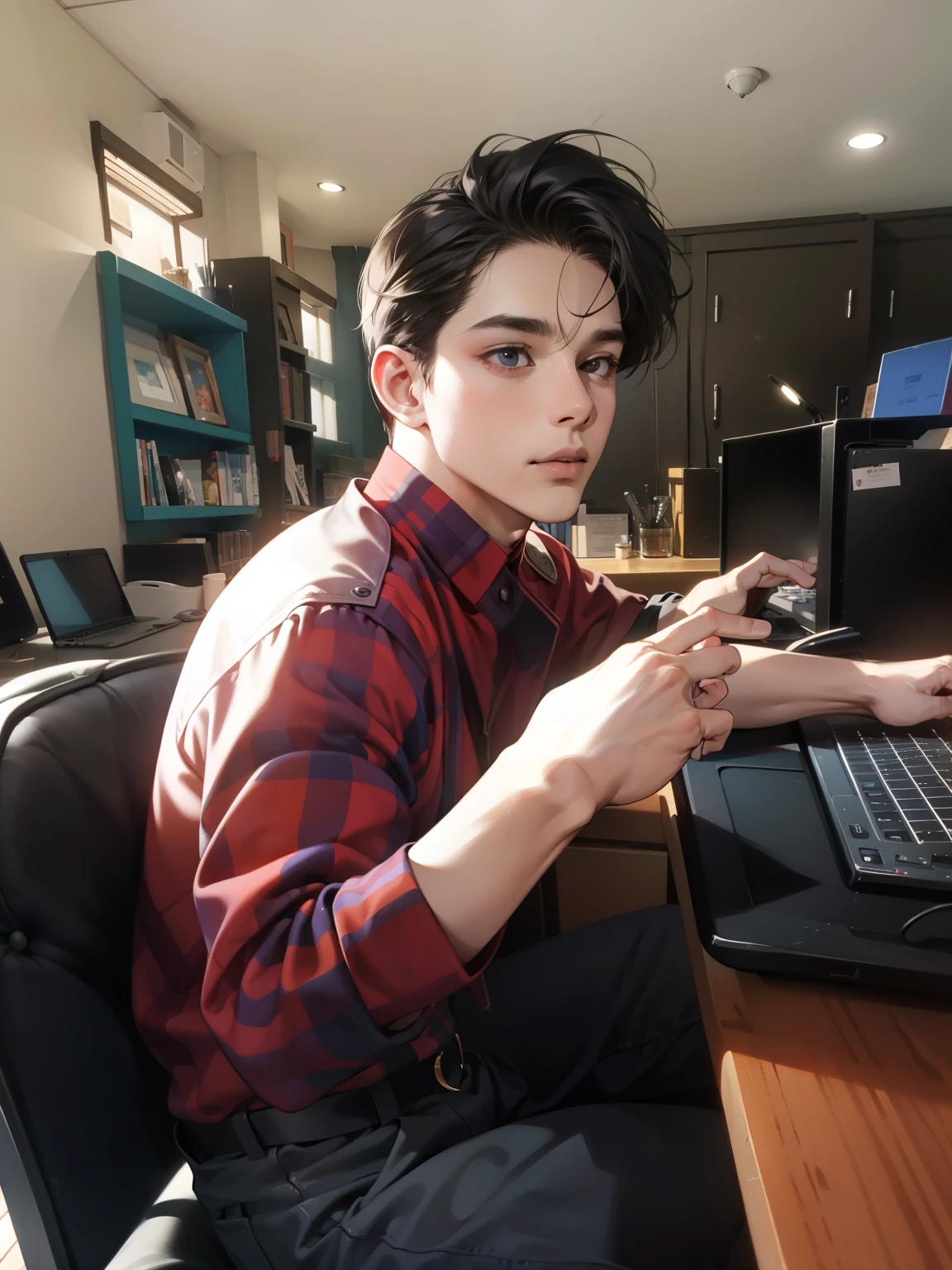 Masterpiece, high quality, best quality, HD, realistic, perfect lighting, detailed body, 1 man.
