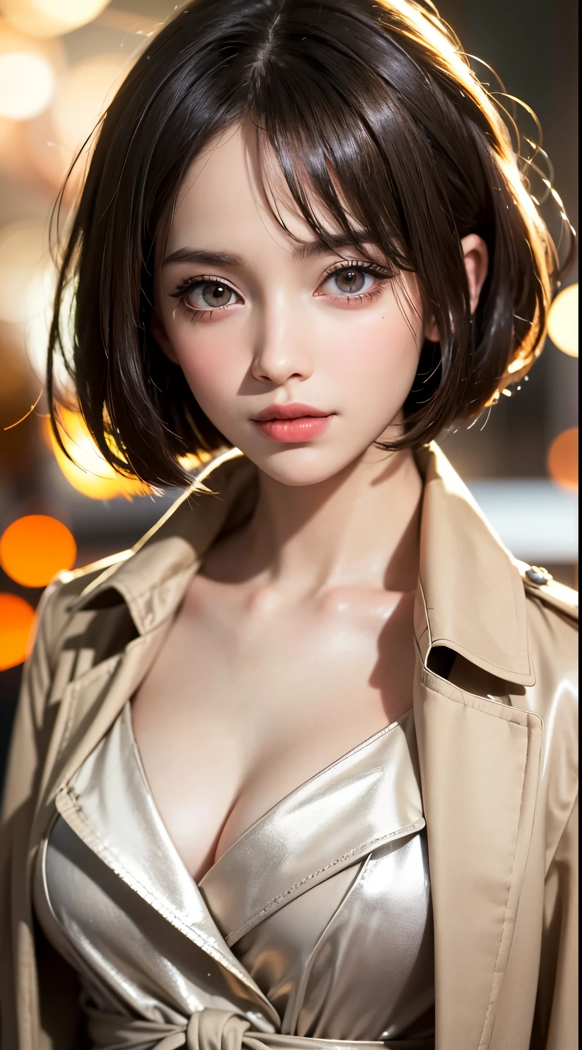 (Masterpiece: 1.3), (8k, Photorealistic, RAW Photo, Best Quality: 1.4), (1girl), Beautiful Face, (Realistic Face), (Black Hair, Short Hair: 1.3), President Chair, Sit Cross-legged, Red Jacket, No Bra, Beautiful Hairstyle, Realistic Eyes, Beautiful Detail Eyes, (Realistic Skin), Beautiful Skin, (Ultra High Definition, Ultra Realistic, High Definition, Golden Ratio
