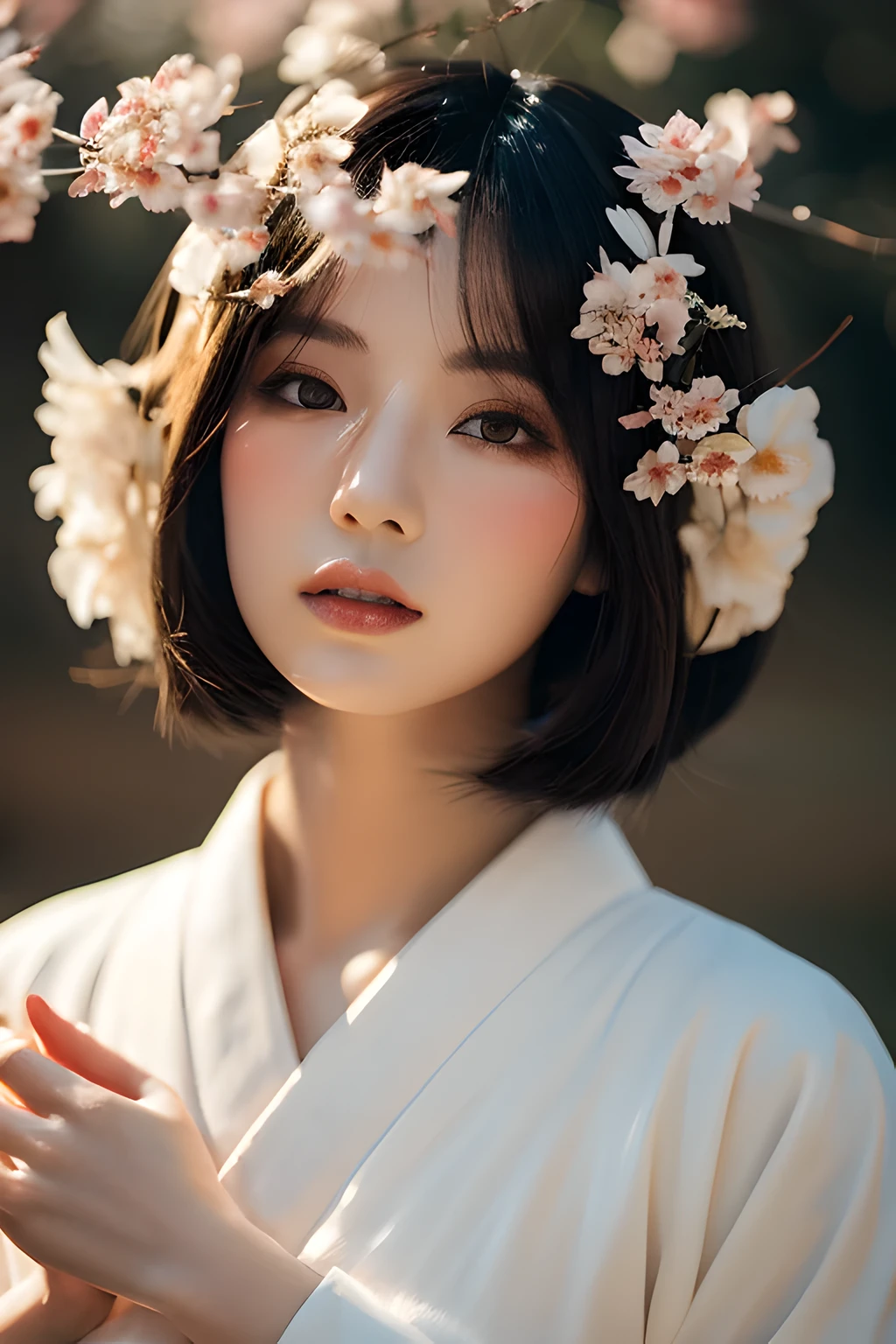 Japanese geisha beautiful image wallpaper, In the style of Joel Robison, pale white and deep red, Samyang AF 14mm f/2.8 RF, classic figurative realism, 500–1000EC, sculptures, Influenced by anime
