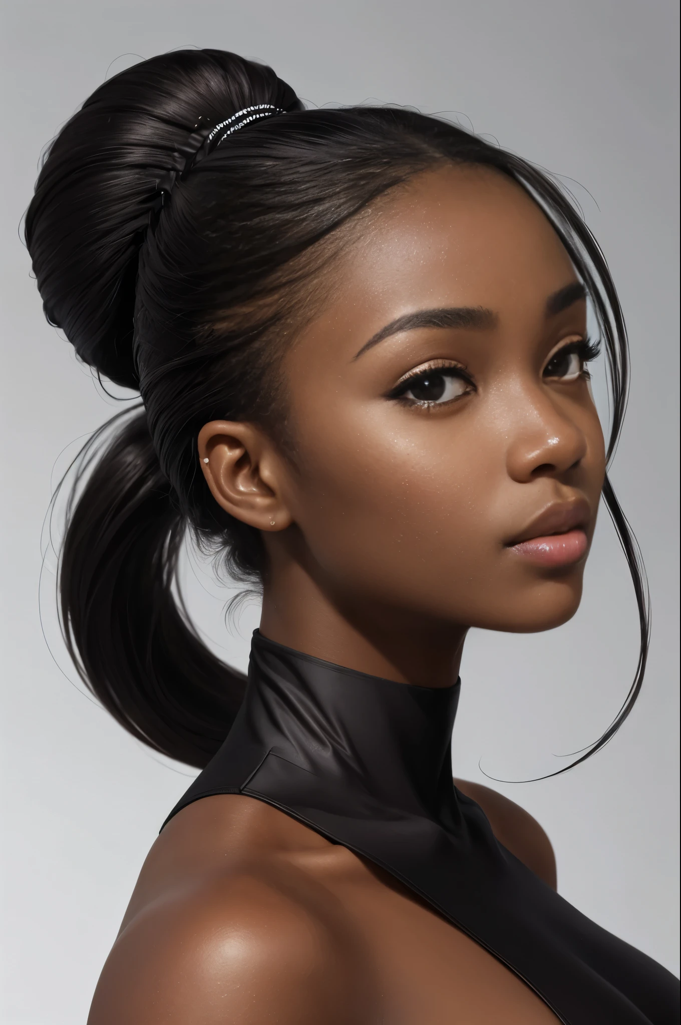 beatiful zxw blasian woman, photoshoot side profile