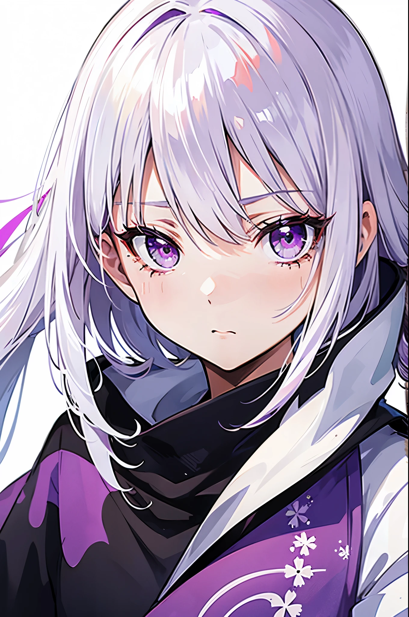 jpn, the face, White hair, Purple eye, sad