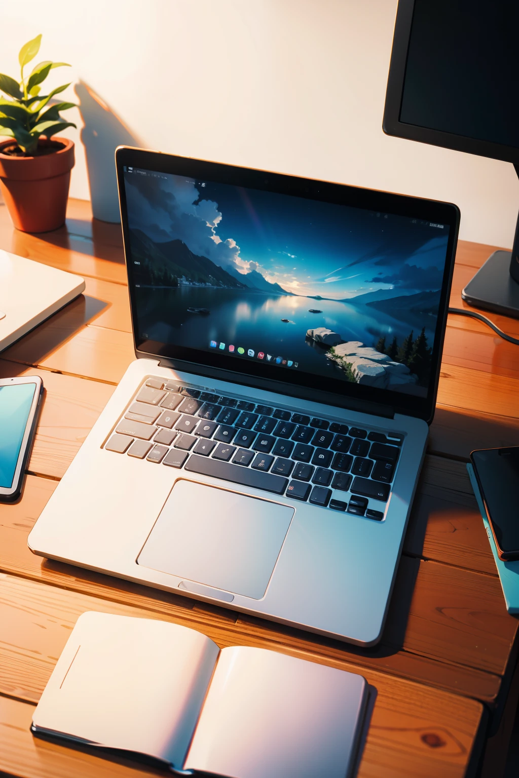 mac laptop for meeting, ready for prayer meeting, 4K, realistic