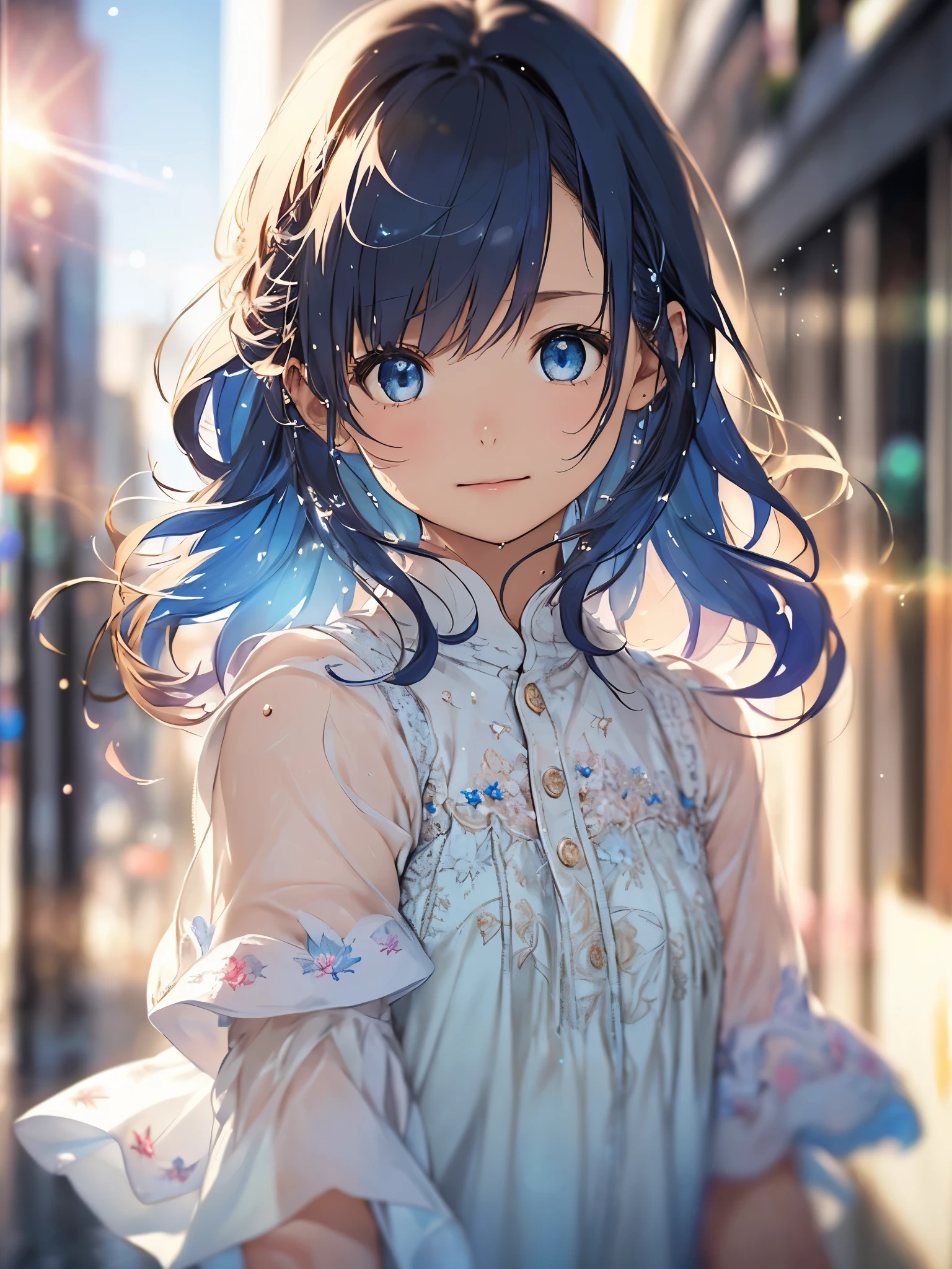 art by Cornflower, dream-like (A petite girl,Have beautiful and delicate eyes. The depth of field in the photo was perfect, and the lens flare added a nice touch, {{Side Chest:2}}}, drenched clothes