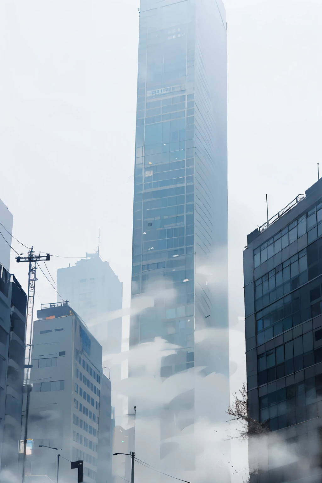 Fog was thick，Fine snow，Kyoto welcomes severe winter，High-rise buildings are looming in the haze，Adding a bit of mystery to the city。