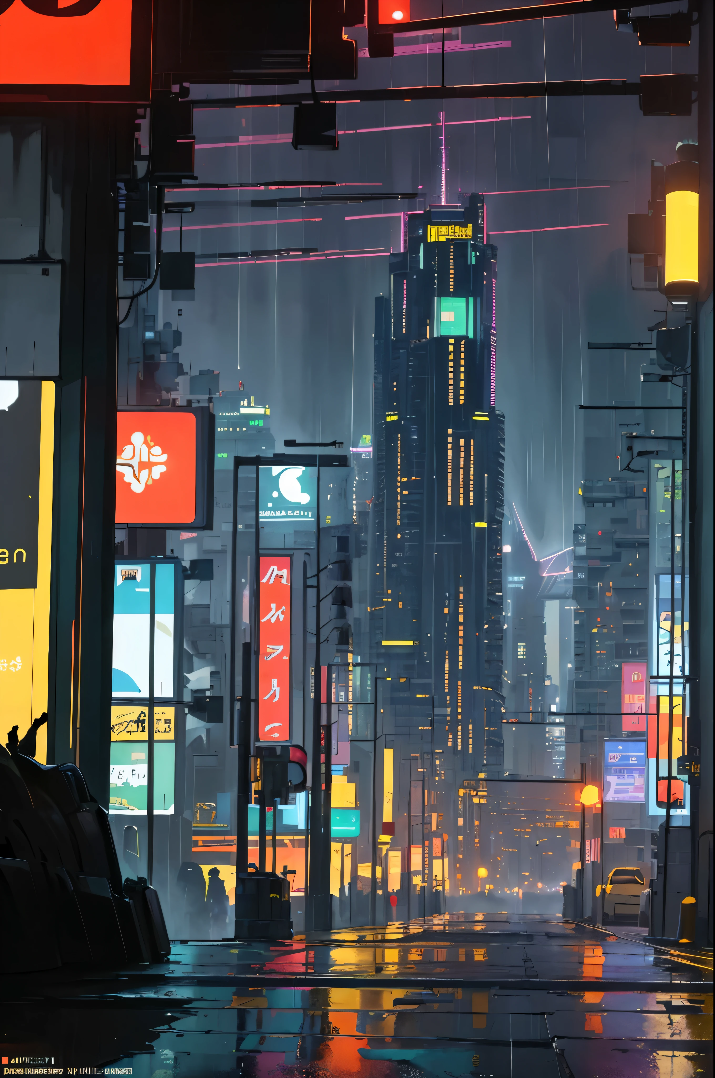((Masterpiece)),((Best Quality)),((High Detail)),((realisitic,)) Cities of the Future Era, Construction Street, Futuristic train routes, The cyberpunk, Buildings, natta, European Cities, Rainy, neons, odst, jazz, haloodst