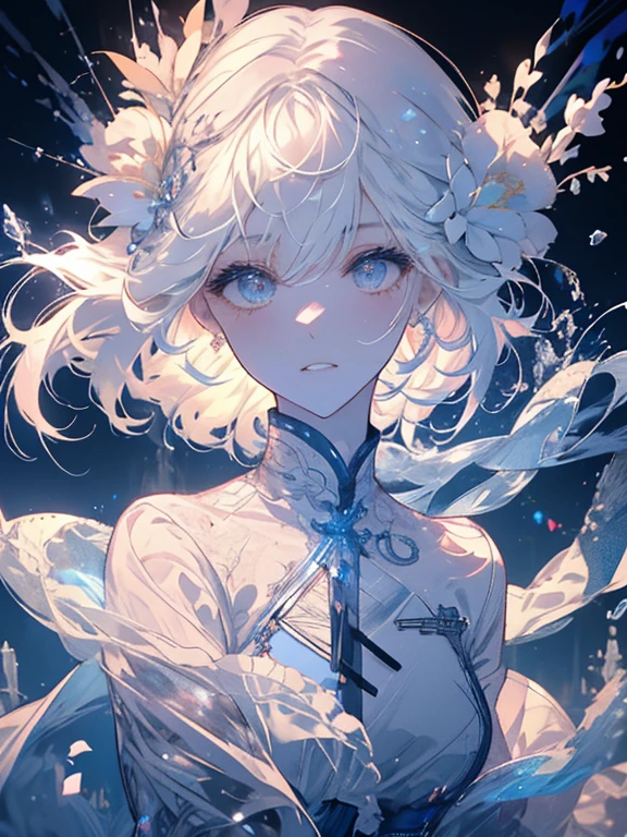 scenecy, Paradise in Heaven, White lighting,(masutepiece), (Best Quality), (Cinematic), 8K, (art  stations), Li Yue painting style. (長い白い髪とSilvery eyesを持つ1人の女), (流れるような白くSheerドレス)、(Beautiful delicate face)、[ Particle Lou Full Moon] [Frozen trees々] [landscape crystal] [Lighting] [Ethereal Atmosphere]:1.1] [Fantasy, short story] [soft Lighting] [+Cinematic shot]:1.2 [+art  stations] [+luminous white background] [+soft Lighting] [soft glow] [Creative and dynamic angles]:1.3, [+Crystal Toning] 、masutepiece, ighly detailed, Ultra-detailed, Solo, (pale skin), Silvery eyes, Frosty white hair, (snowy background), (snowflake rosen flower:1.0), crystal crown, (shining crystal), (((白くSheerドレス))), (Snowy ground), (Icy breath), (White lashes), 花のある部屋に立つSheer繊細なウェディングドレスを着た美女, Female sexy、luxurious wedding, very magical and dreamy, dreamy and detailed, ethereal fairy tale, The setting of a fairy tale:, 贅沢なSheer薄いドレス, dreamy diamond、たくさんのクリスタルが付いたSheerドレス, fantasy sheer dress, A magical dress with a transparent chest, crystal see-through dress, Feminine atmosphere and drama in a transparent dress with sparkling flowers, Gorgeous setting, 妖しい雰囲気 masutepiece, The most beautiful scenes, An majestic、(((full of white flowers)))、quiet and serene atmosphere、A charming, Sheer,The nipple is visible、large boob、sexy-S 100,たくさんのクリスタルが付いたSheerドレス, fantasy sheer dress, Transparent chest dress, See-through dress studded with crystals, Woman in a transparent dress with sparkling white flowers, intricate fantasy sheer dress, transparent rainbow color, Detailed translucent costume design, transparent dress, a stunning young ethereal figure, Bejeweled Opal Statue, fantasy transparent costume,pure white and dazzling、all white tones,Inside the crystal library,Transparent flowers and falling snow，Many white roses are planted,(flowingwater,falls,water bloom),The decoration is also carefully done.,Dreamy（ighly detailedです，Creative Design，crisp and precise lines，K HD，best qualtiy，tmasterpiece，超hight resolution，4K）、huge tit、Underwear models、Diverse poses、((beautiful white flower hair ornament))、beautiful hairl型、Full body view、sexymodel、Overhead view, look from above、(Best Quality, 4K, 8K, hight resolution, masutepiece:1.2), Ultra-detailed, Detailed expression, Graceful posture, dreamy ambiance, expressive brush strokes, mystic atmosphere, artistic interpretation,beautiful hairl，Delicate floral jewelry， 驚くほど小さな新鮮なスタイルのSheerドレス、 Subtle colors and tones,
