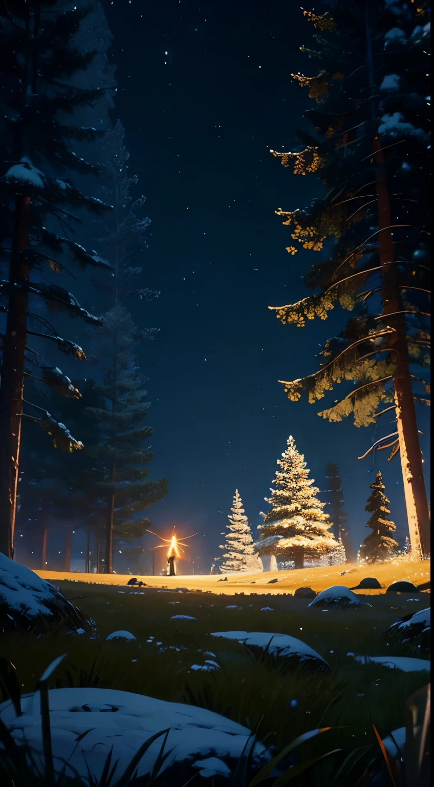(Magical Digital Artwork:1.3), (masterpiece), a magical florest, gorgeous landscape, strange trees, magical glow, adventure, , snow, (florest:1.3),cinematic, mushrooms,, (ciano glow:1.3), artstation, fantasy, epic, (light particles:1), (night:1.3), snow, a eery atmospere, nature texture,grass, rocks, radioactive, spectral,crazy, alllien asthetic, breath taking,amazing