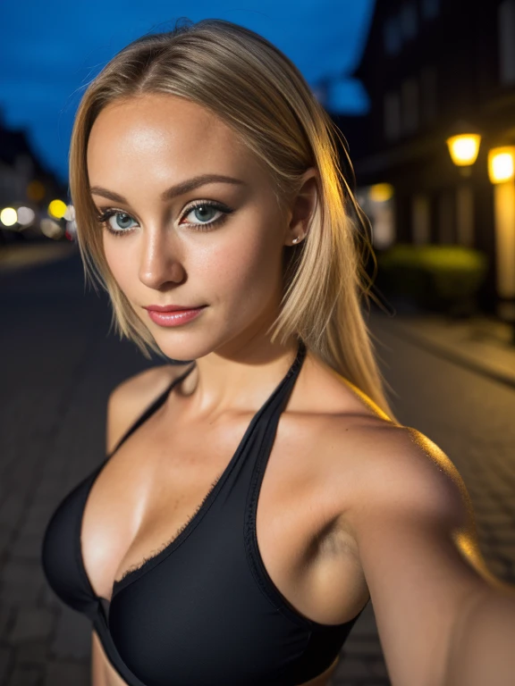 (Selfie, Draufsicht: 1.4), (straight half of the body: 1.4), RAW UHD portrait photo of a blonde (Blue-eyed woman) Anna Kournikova in sportswear, big breasts,, Stadt bei Nacht, (Rock), (Ausschnitt), Details (Gewebe! , Haar! , Glitzer, Farbe!! , Benachteiligungen: 1.1), shiny eyes with high level of detail (Blick in die Kamera), SLR-Beleuchtung, Spiegelreflexkamera, ultra quality, Sharpness, Depth of field, Filmkorn (Mitte), Fujifilm XT3, kristallklar, Rahmenmitte, Beautiful face, Scharfer Fokus, Streetlight, Neonbeleuchtung, bokeh (schwach beleuchtet), Nacht, (Nachthimmel), Detaillierte Hautporen, Oily skin, Sonnenbrand, Komplexe AugenDetails, full entire body, big boobs