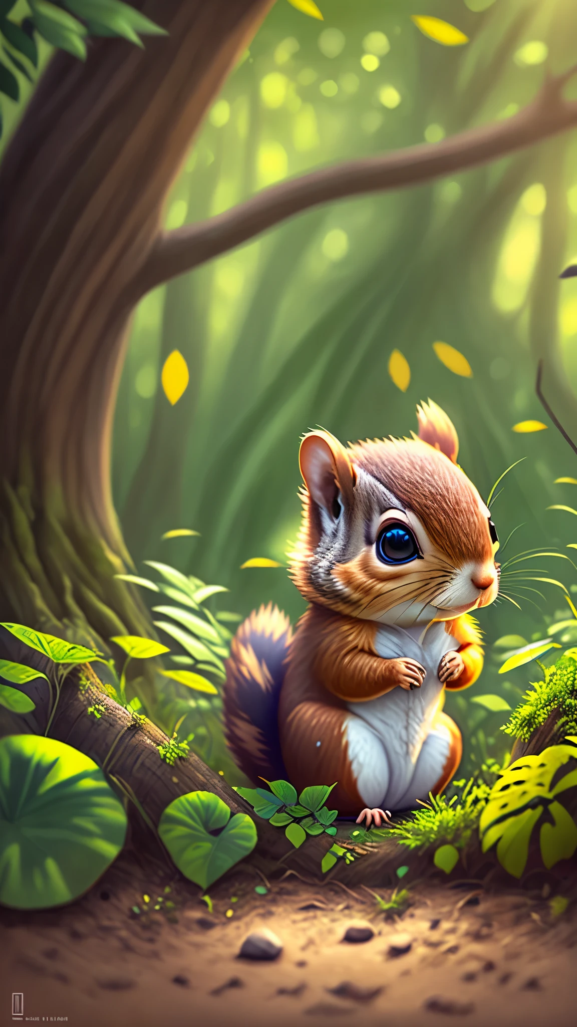 The ever-cute little squirrel in the forest,in style of hayao miyazaki --auto --s2