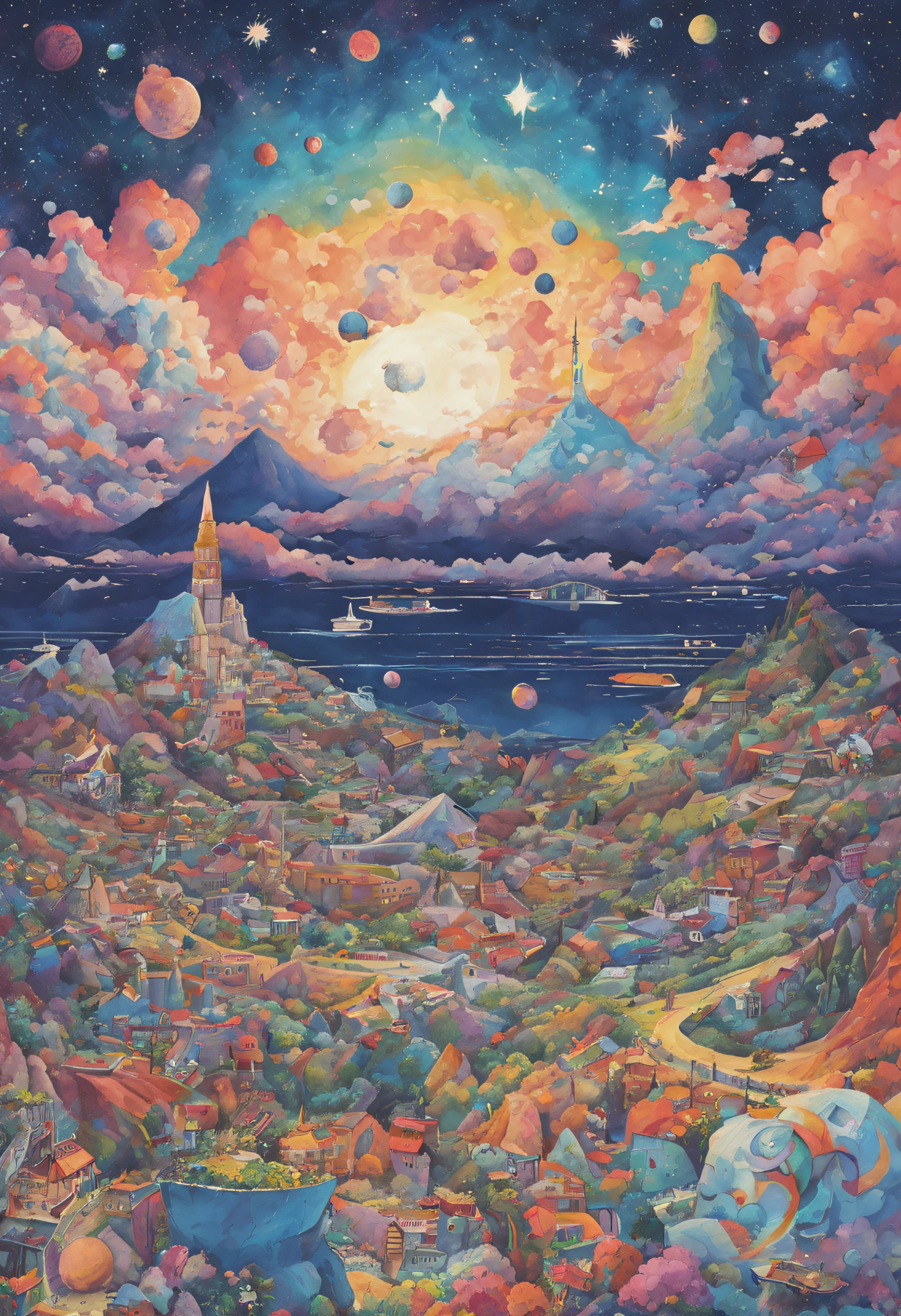 peep land、illustratio、Milky way、kosmos、Shining stars々、Wet、glitters、ringo、masutepiece、top-quality