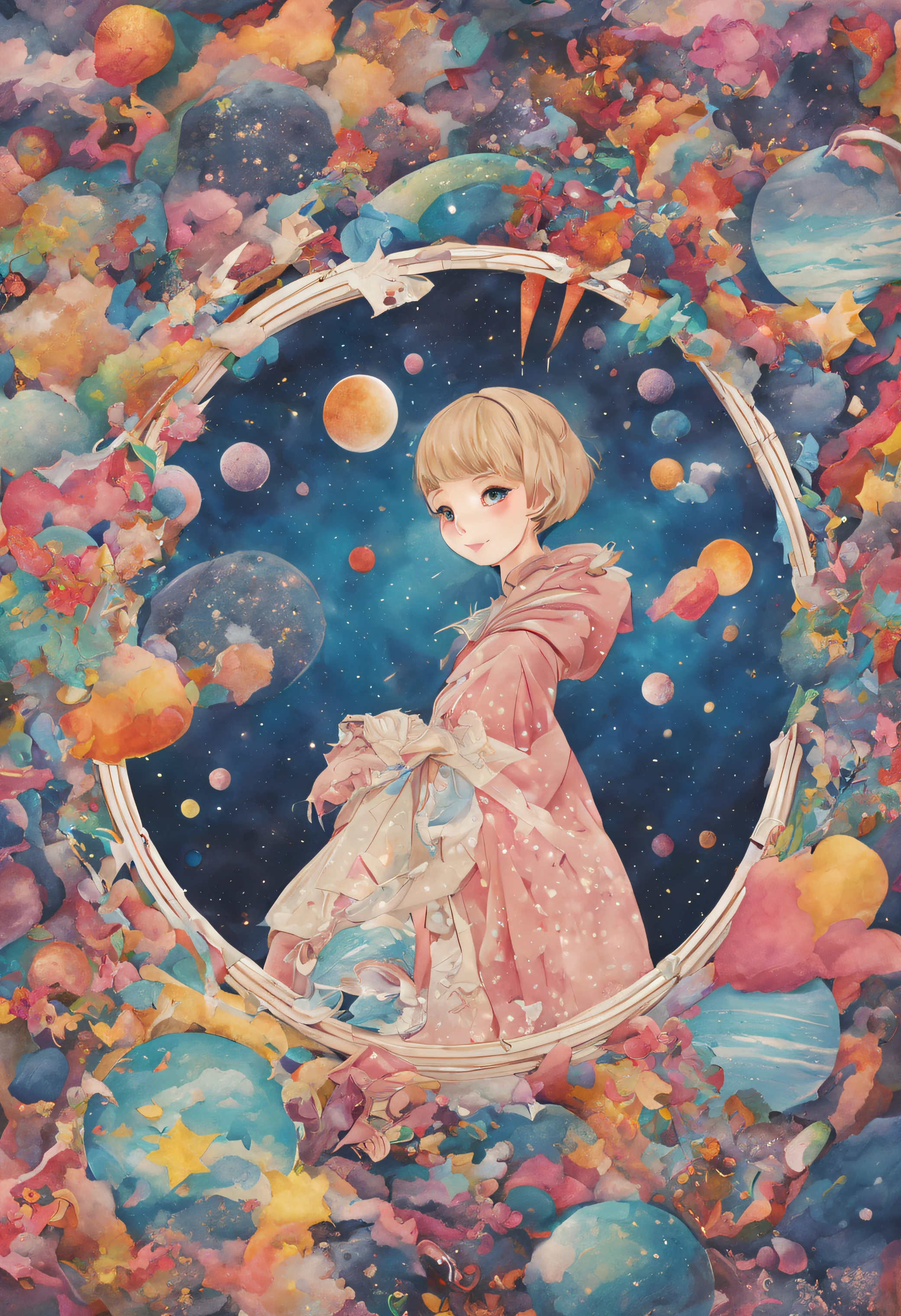 peep land、illustratio、Milky way、kosmos、Shining stars々、Wet、glitters、ringo、masutepiece、top-quality