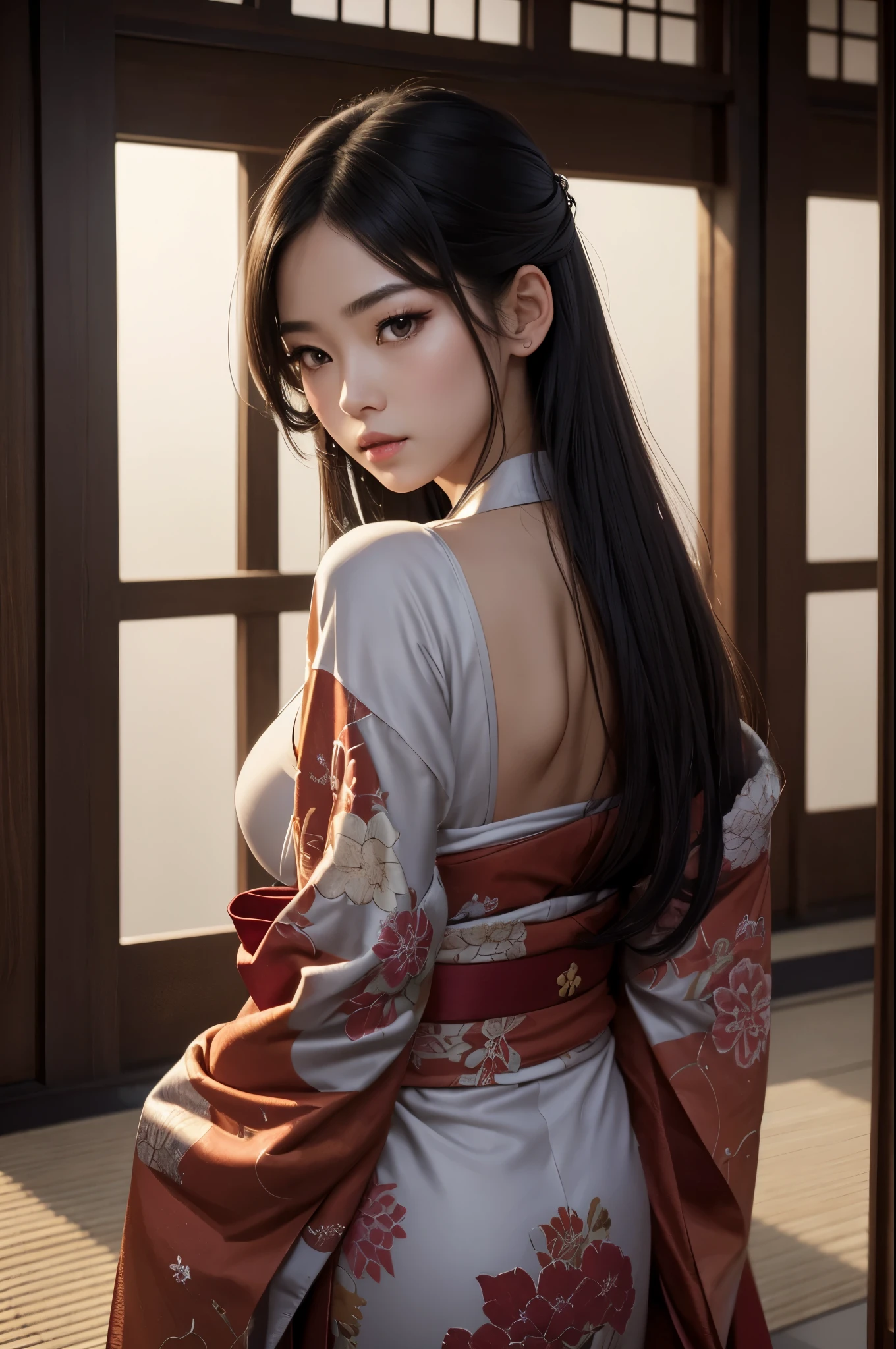(8K, Best Quality, Masterpiece, Ultra High Definition: 1.2),kimono,Japanese room,hakama,fullbody