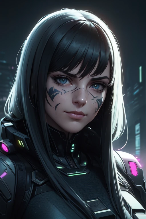 Detailed portrait cyberpunk (sks person), futuristic neon reflective wear, sci-fi, robot parts, ismail inceoglu dragan bibin hans thoma greg rutkowski alexandros pyromallis nekro rene margitte illustrated, perfect face, ((tattoo)), , matte skin, pores, wrinkles, hyperdetailed, hyperrealistic,, Moody Lighting, Hasselblad Award Winner, Soft Diffuse Lighting, Smirk,, machine face, fine details, realistic shaded, intricate, elegant,