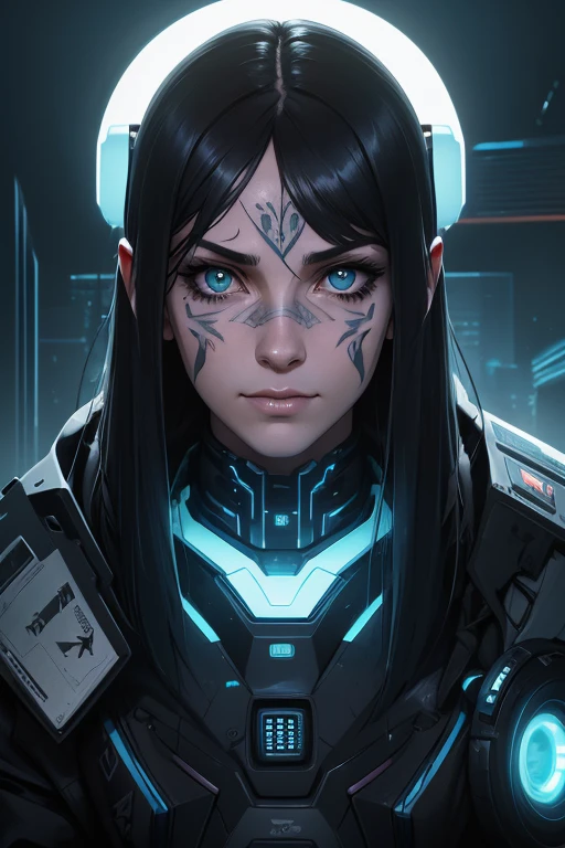 Detailed portrait cyberpunk (sks person), futuristic neon reflective wear, sci-fi, robot parts, ismail inceoglu dragan bibin hans thoma greg rutkowski alexandros pyromallis nekro rene margitte illustrated, perfect face, ((tattoo)), , matte skin, pores, wrinkles, hyperdetailed, hyperrealistic,, Moody Lighting, Hasselblad Award Winner, Soft Diffuse Lighting, Smirk,, machine face, fine details, realistic shaded, intricate, elegant,