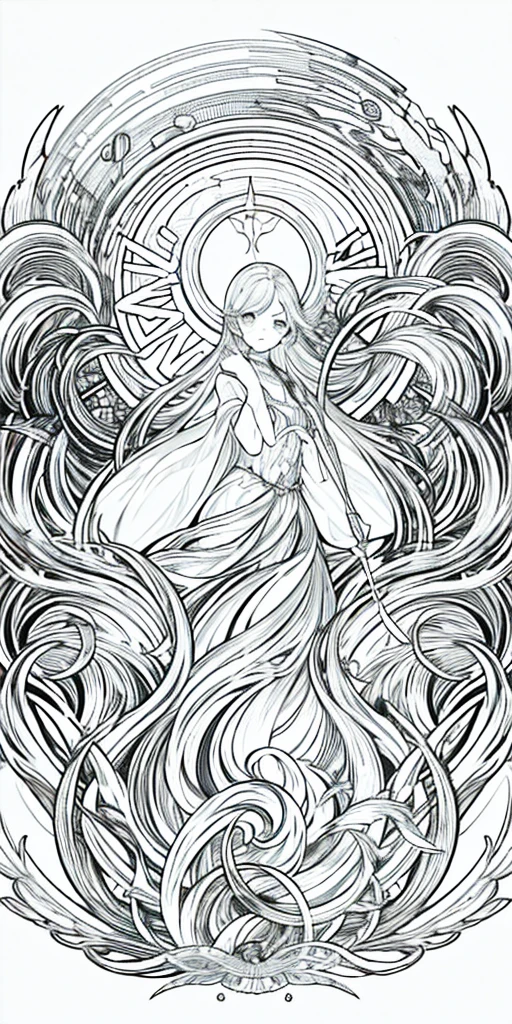 (masterpiece), hres, hight quality, 4k, unity render, 1girl, solo, lineart, (vivid colors:1.2),intrincate detailed, orange hair, long hair