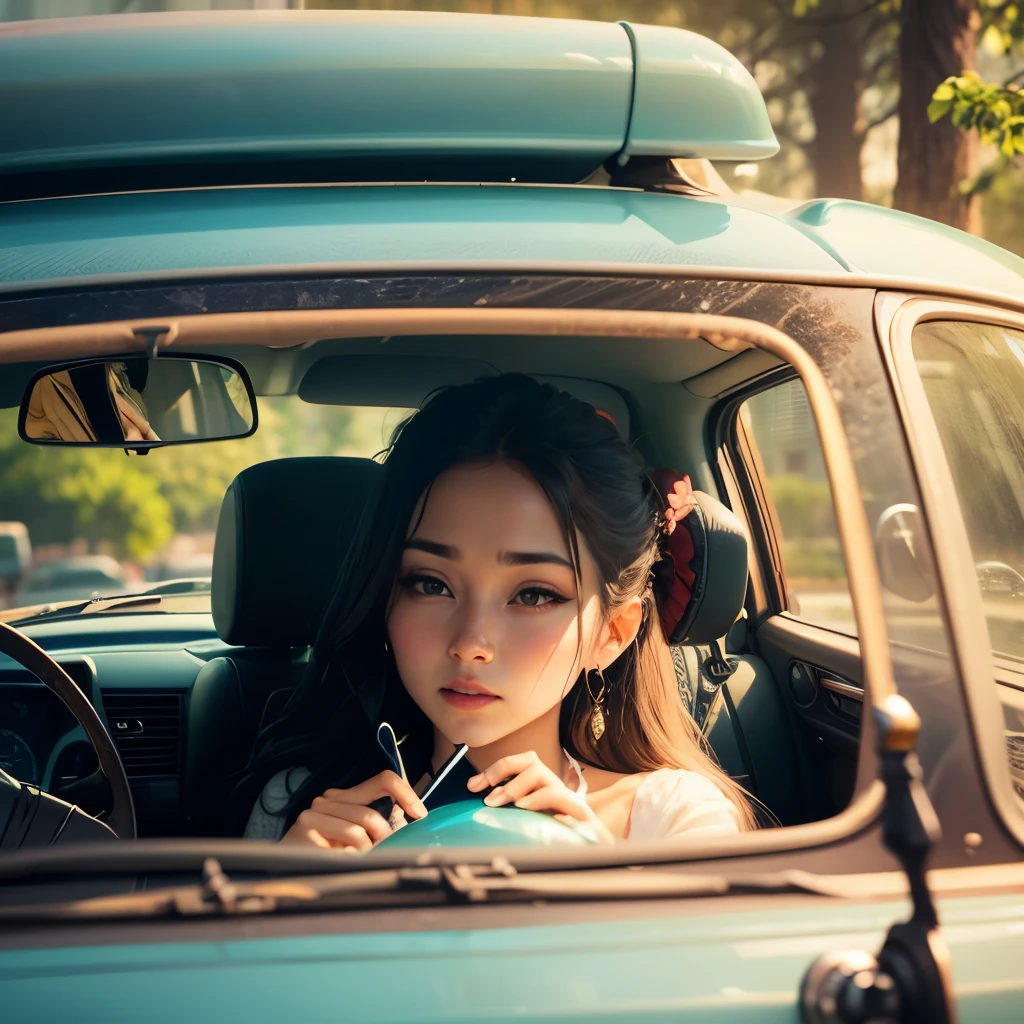 The lady in the frame where she is driving. Long shot. --auto --s2
