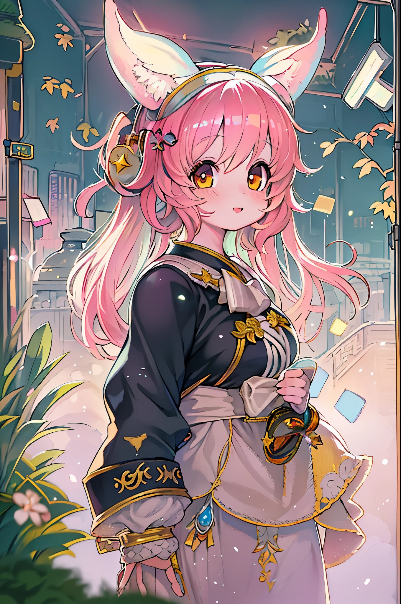 Anime girl with pink hair and bow in her hair, guweiz, portrait of the magical girl, cute character, Cute art style, anime moe art style, character art of maple story, Cute Portrait, portrait of cute anime girlbabes, portrait of a small character, artwork in the style of guweiz, splash art anime