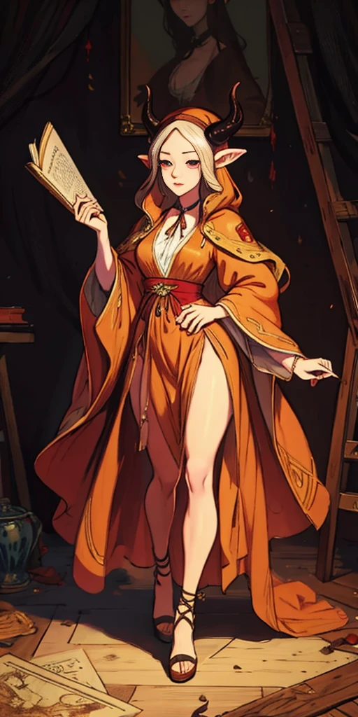 Leonardo da Vinci style (tiefling female full body) SFW