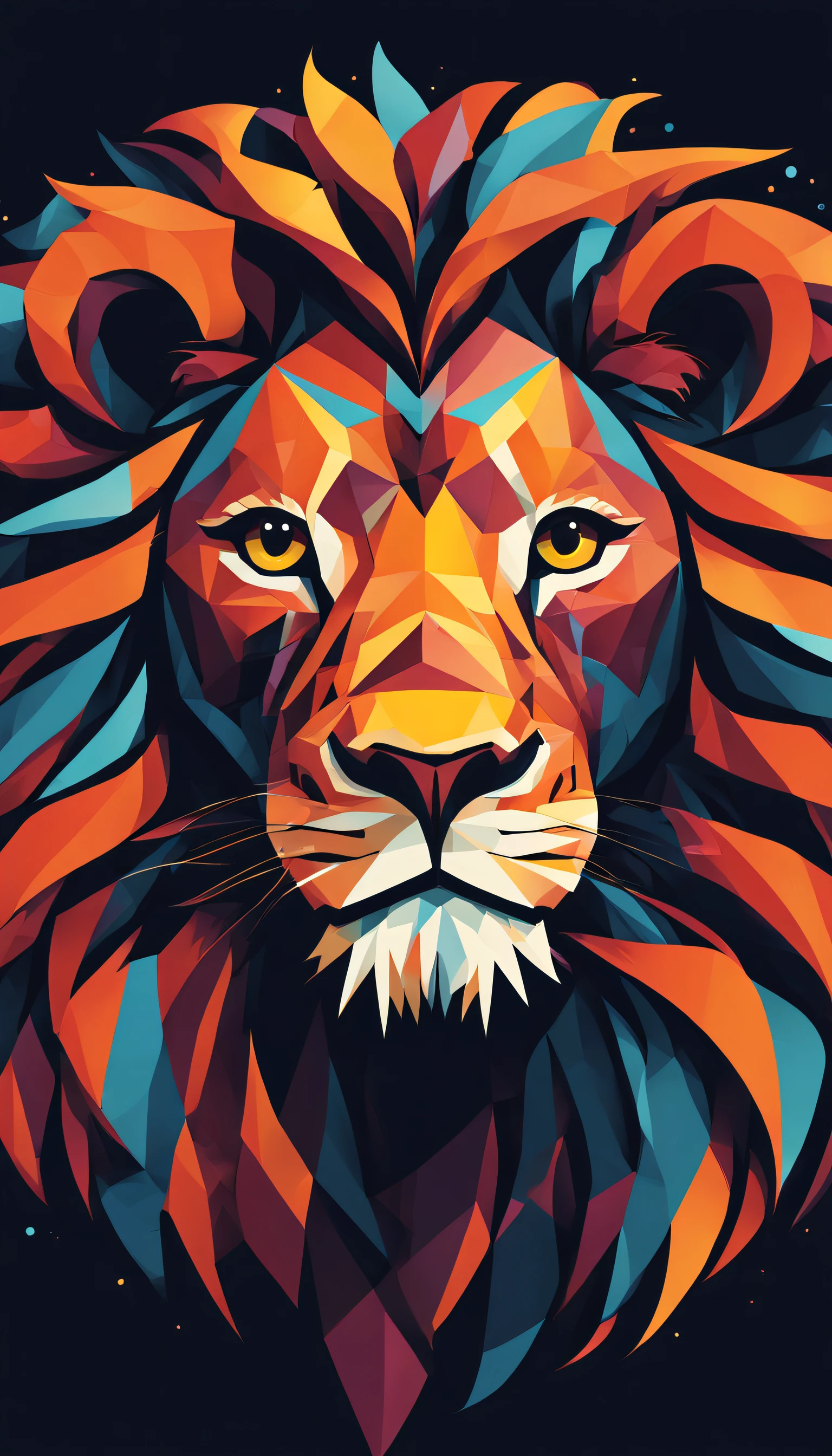 lion minimalist expressionist :: stark contrasts, geometric shapes :: modern, sticker, 2d cute, fantasy, dreamy, vector illustration, 2d flat, centered, by Tim Burton, professional, sleek, modern, minimalist, graphic, line art, vector graphics