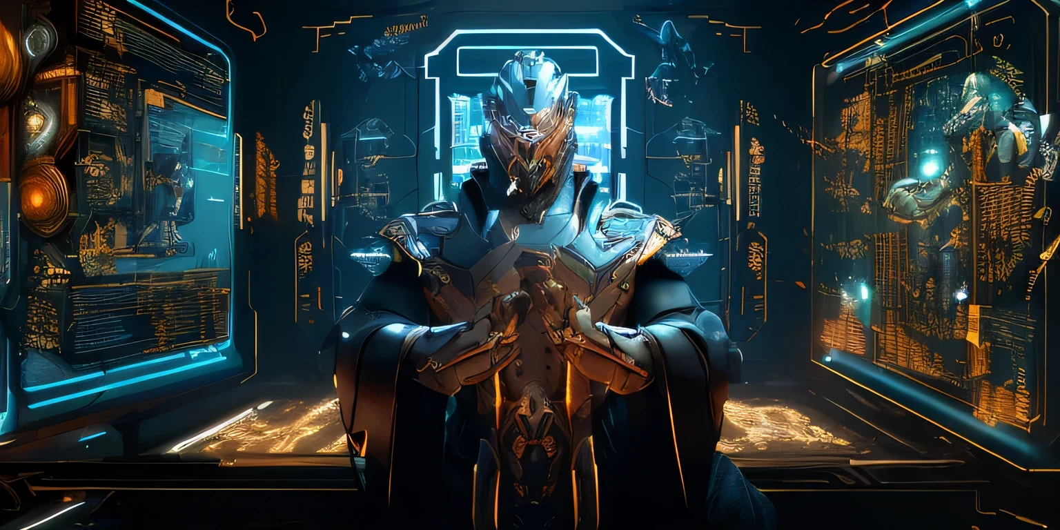 Wear a robot suit, Mechanical Wonder, cyber punk personage, cybernetic guardians, futuristic armor, Full body lesbian, front poses, RHAD, metal alloys [rust]), United, warframe style, Cyborg, Male body and armor, Incorporate elements of gossip