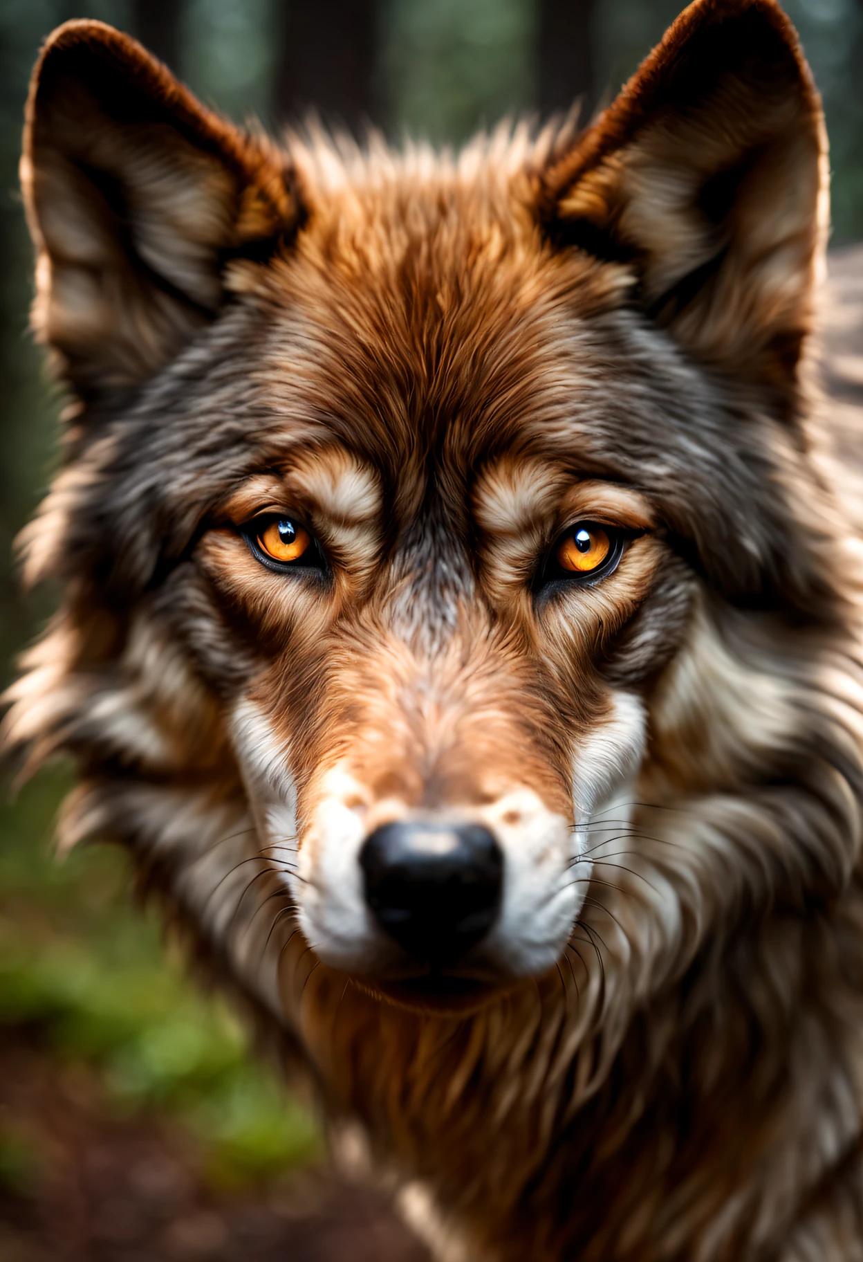 ((brown wolf)), forest wildfire, raining, bright eyes, glowing, 24mm, 4k, soft cinematic light, RAW photo, photorealism, photorealistic, intricate, elegant, highly detailed, sharp focus, ((cinematic look)), soothing tones, insane details, intricate details, hyperdetailed, low contrast, soft cinematic light, dim colors, exposure blend, hdr, faded, (epic), sexy, magical, blooming, iridescent, epic