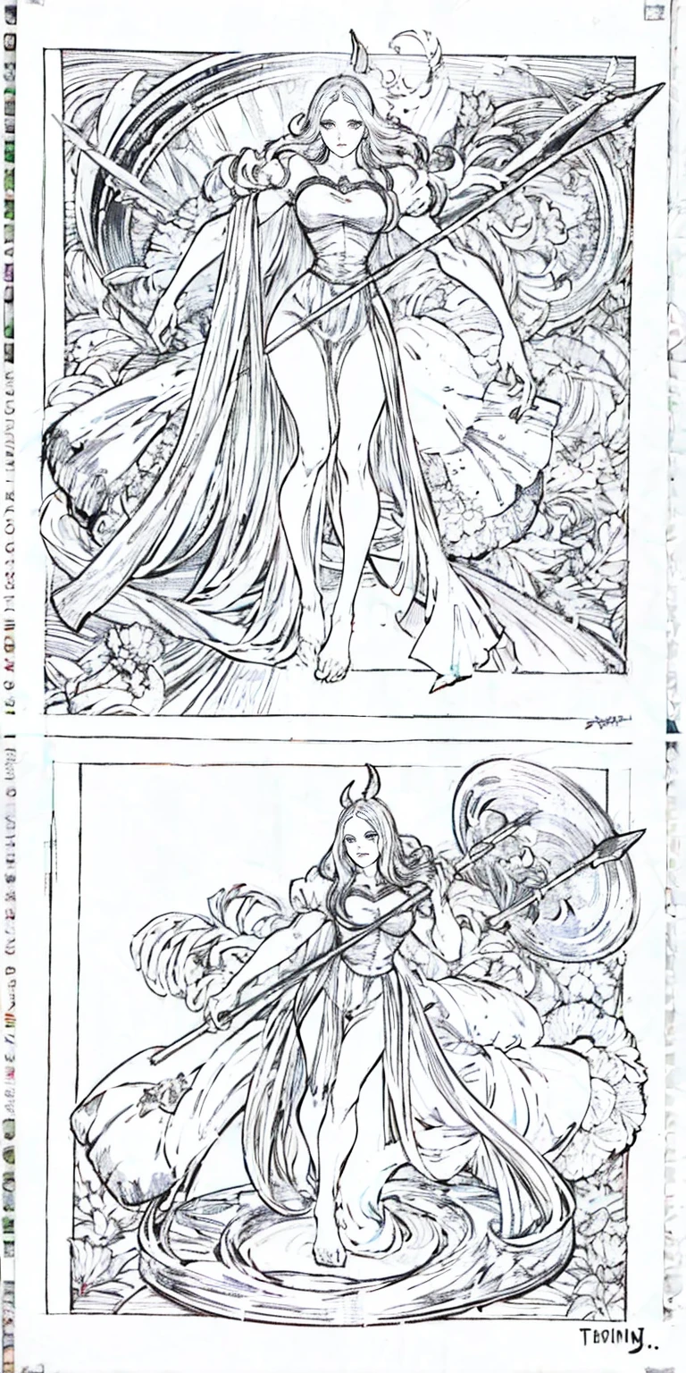 Leonardo da Vinci style (tiefling female full body) SFW