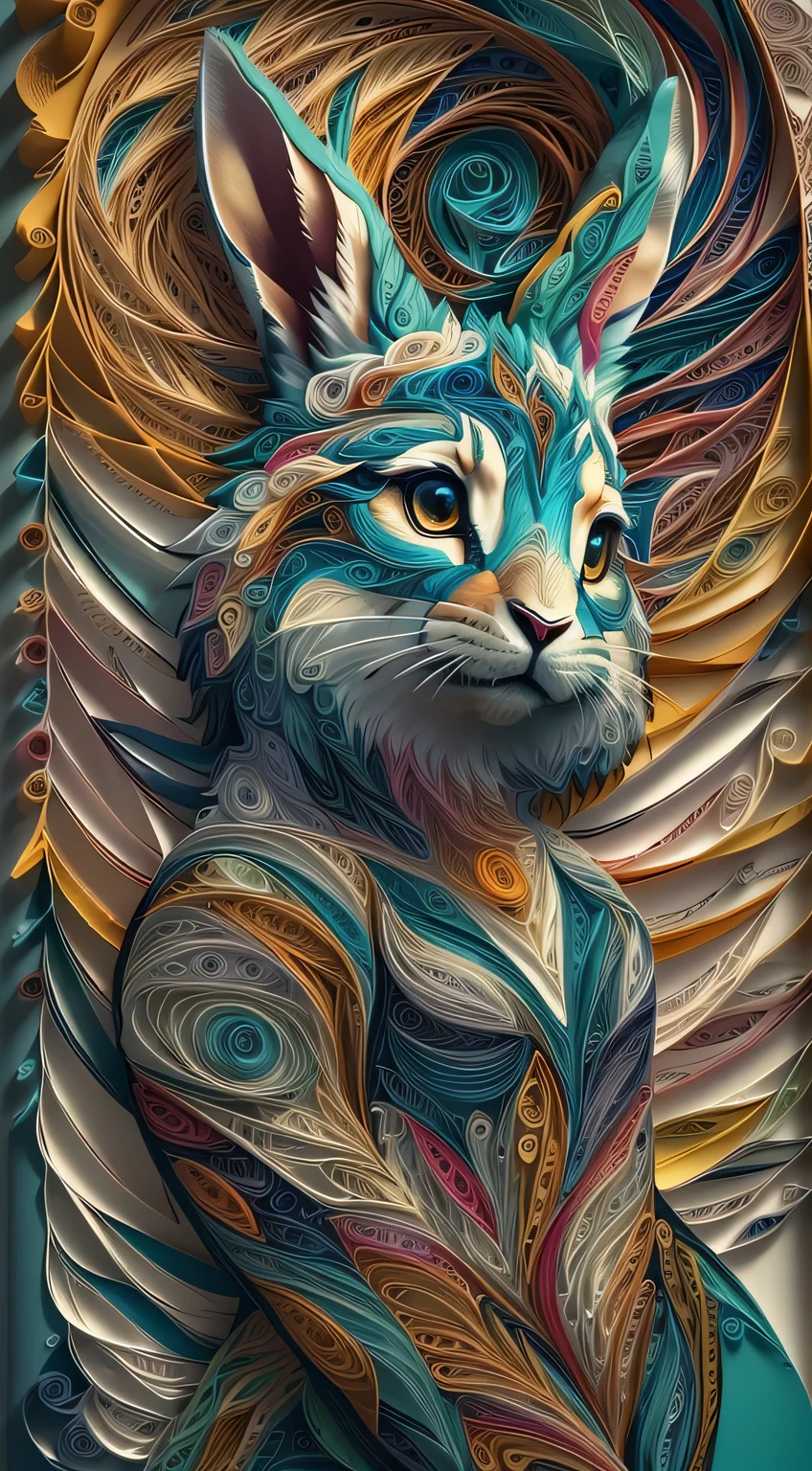 Rabbit, multidimensional quilling , Art Book,
yang08k, Beautiful, Blue theme,
Masterpieces, of the highest quality, Best Quality, official Art Book, Beautiful and aesthetic,((16k ultra-realistic))
