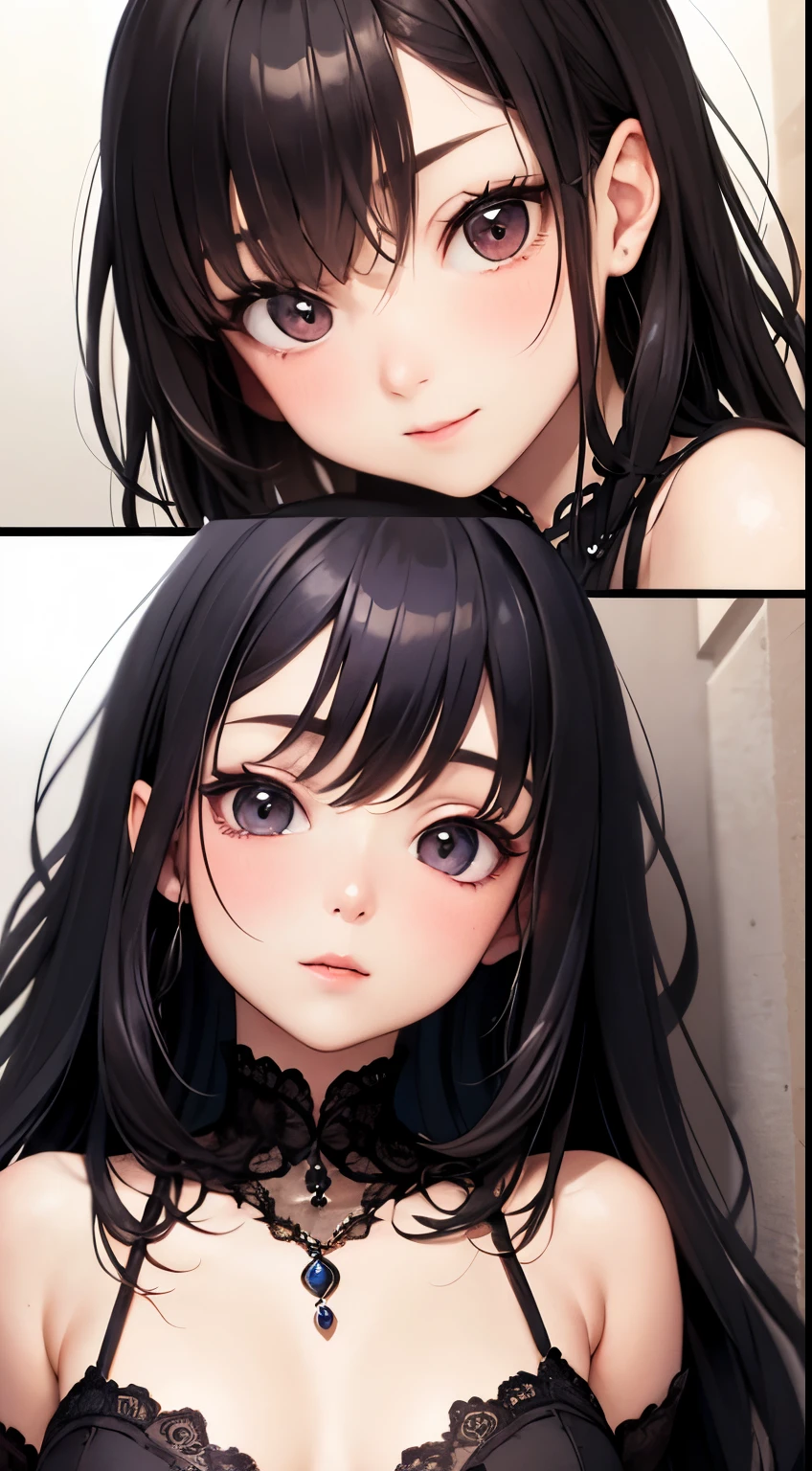 (Masterpiece: 1.4), (Best quality: 1.4), 8K, HD, ultra clear,1girl,(big breasts:1.4),black hair,(Heart-shaped pupil:1.3),(Tongue out:1.2),scared:1.3,(cry:1.3),princess,Bare abdomen(Looking up),night,bedroom,long hair, blue eyes, nude, naked, nipples, sexy, breast milk, cum in pussy