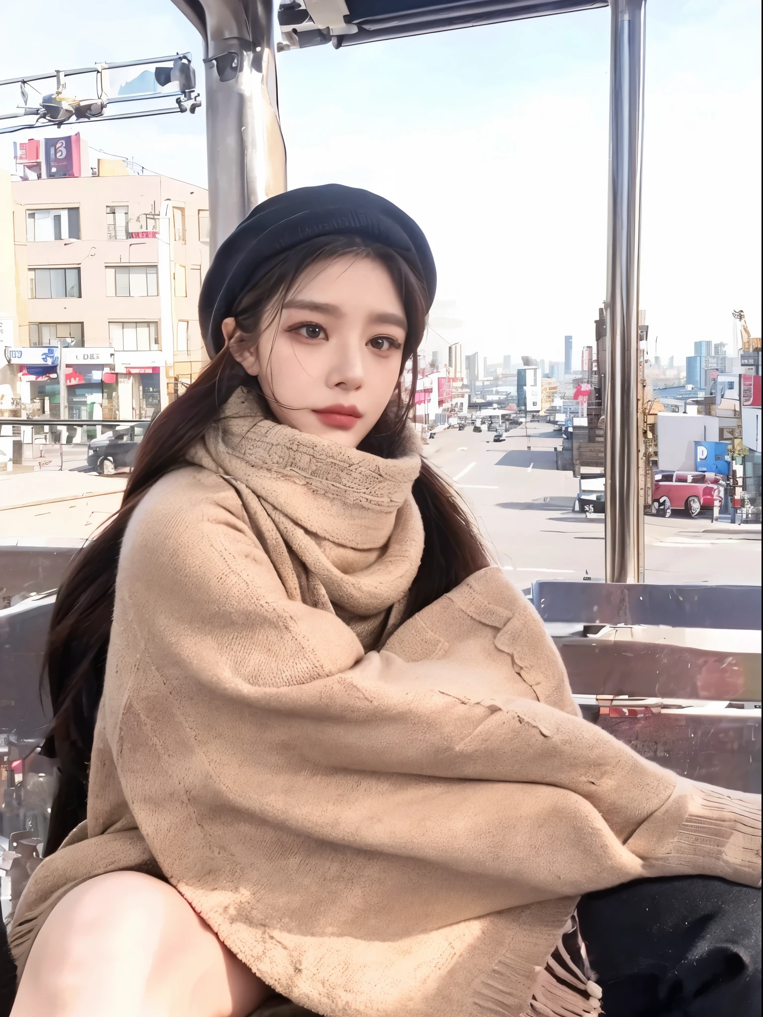 French-German woman wearing hat and scarf sitting on bus, Di Li Gerba, Ziyu from twice, fan bingbing, Glasgow background, Jisoo from BlackPink, Blackpink’s Jisoo, ulzzangs, Jiama Chan, 8K photos, xintong chen, 4 8 0 p, 480p, lulu chen, louise zhang
