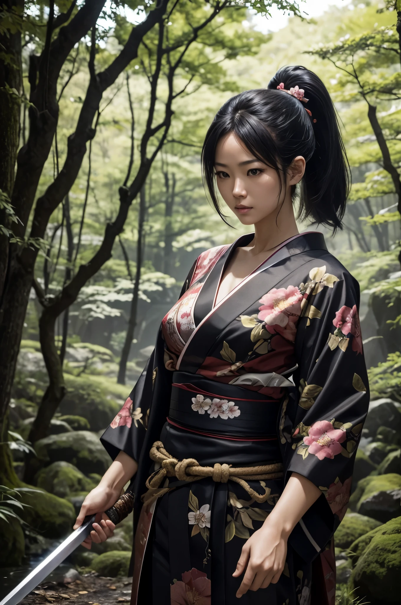 8K,Japan holding a sword,超A high resolution,A hyper-realistic,