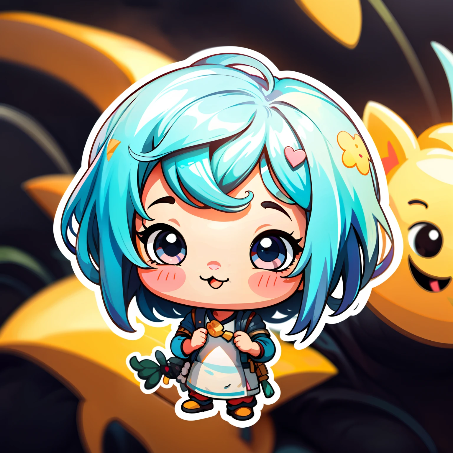 sticker,1girl,Lindo,kawaii,Lindo,Fondo  de Chibi,