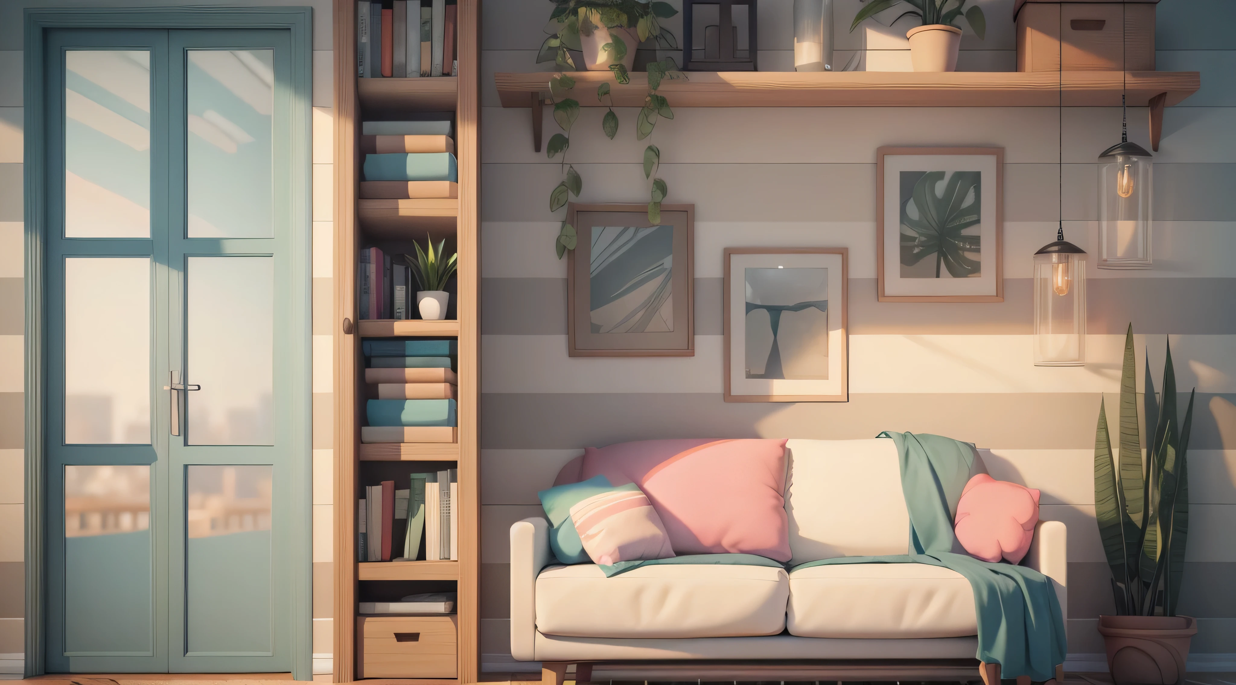 "(Isometric perspective:1.5),(pixar-style:1.2),There is a bed in the bedroom,sofe,table light,Study table,janelas,wall paintings,3D modeling,pink back ground,globalillumination,Ray traching,HighDynamicRange,rendering,虚幻rendering,Best quality at best,8K,"