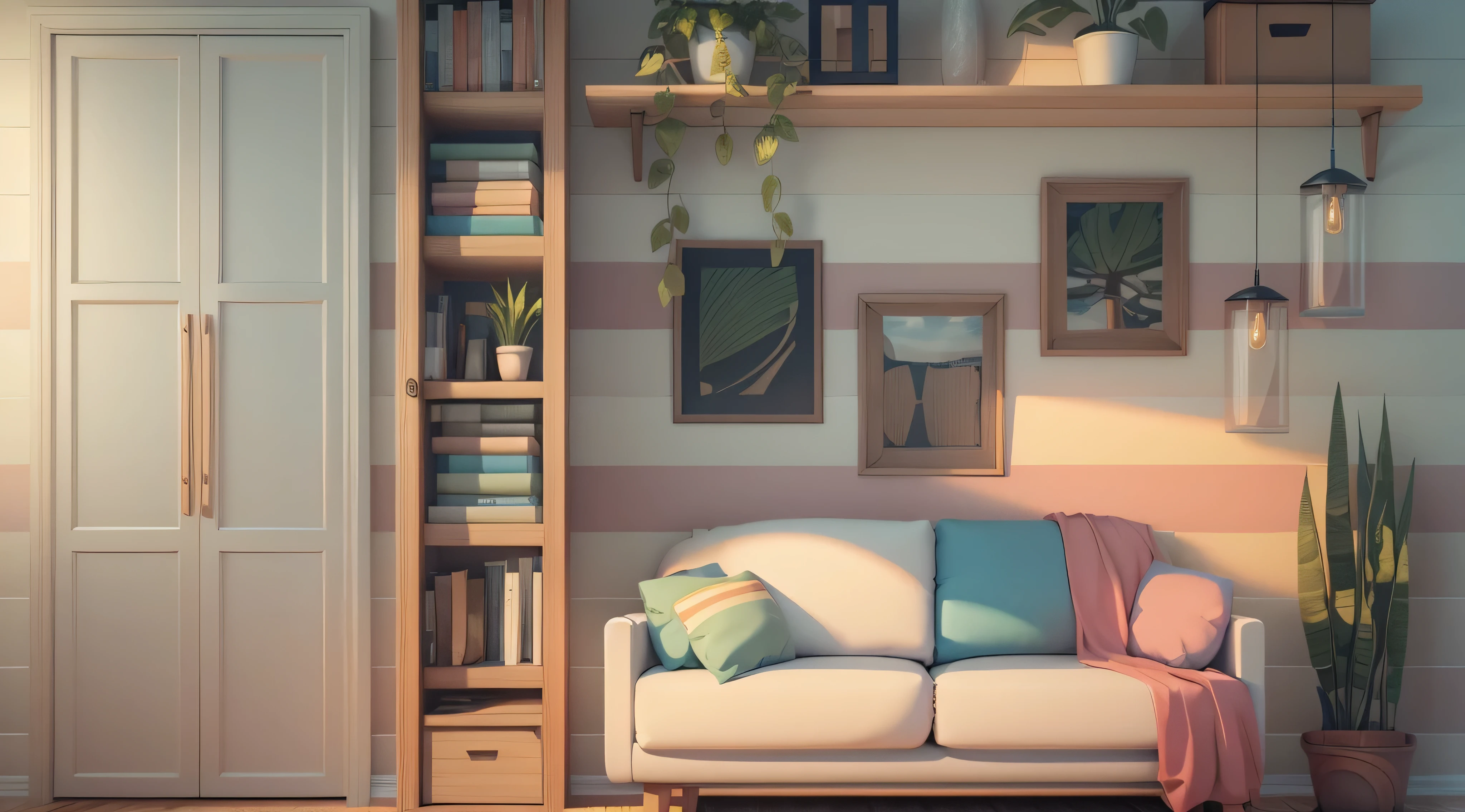 "(Isometric perspective:1.5),(pixar-style:1.2),There is a bed in the bedroom,sofe,table light,Study table,janelas,wall paintings,3D modeling,pink back ground,globalillumination,Ray traching,HighDynamicRange,rendering,虚幻rendering,Best quality at best,8K,"