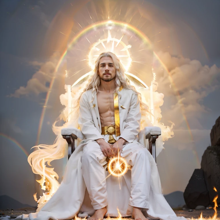 White throne, great white throne, (((There was a round brilliance flare all around him 28 like that of a round rainbow in a cloud on a rainy day))),