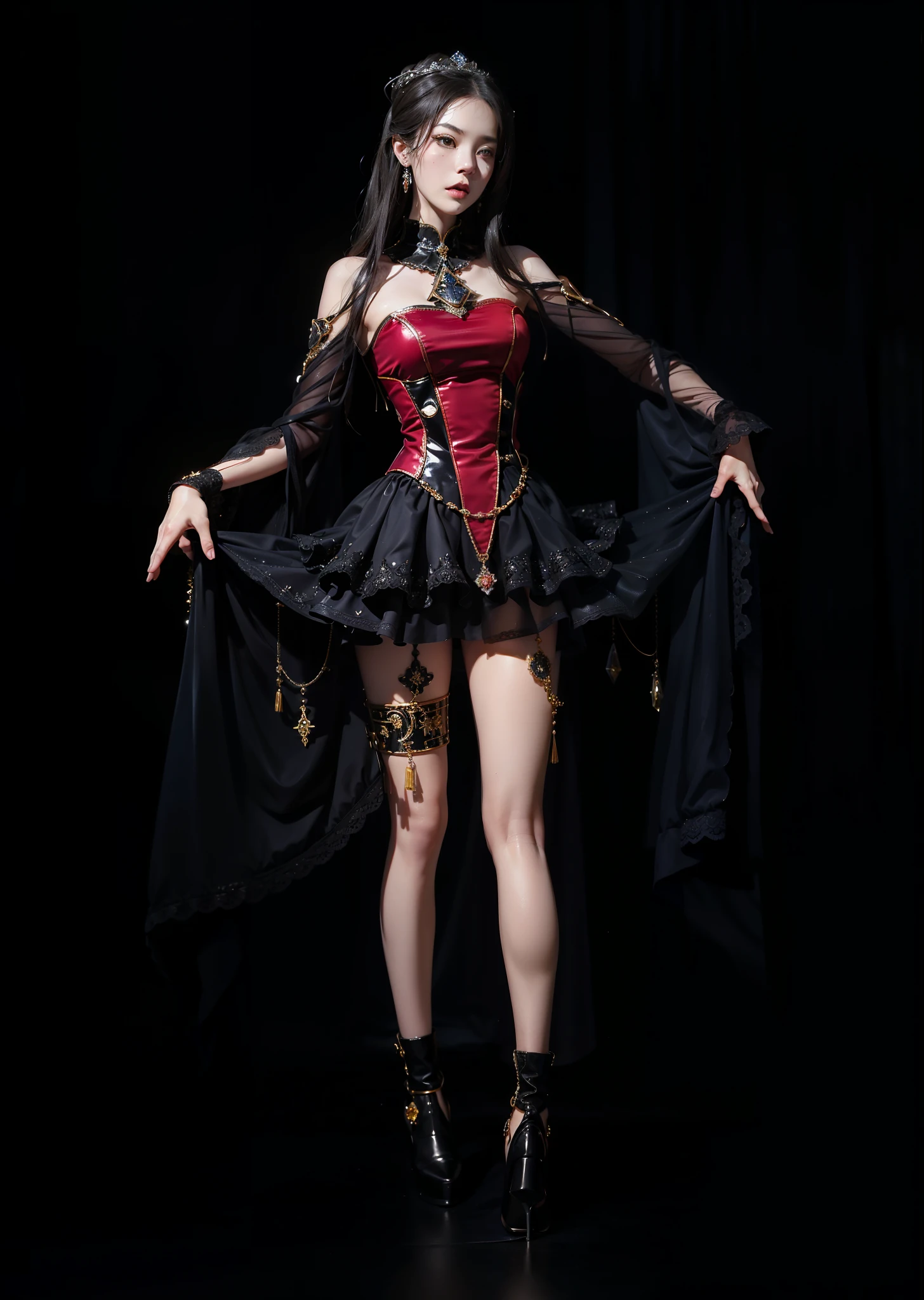Imperial sister,詳細な目,Detailed facial expressions,Ripe body,Tall figure,Number,legs long,4K,k hd,fleshy feeling,White translucent lace,Fair and plump figure,Nice face,Cherry small mouth,beautiful and delicious(3D royal sister),Gorgeous dress encrusted with gemstones crystal gold diamonds,