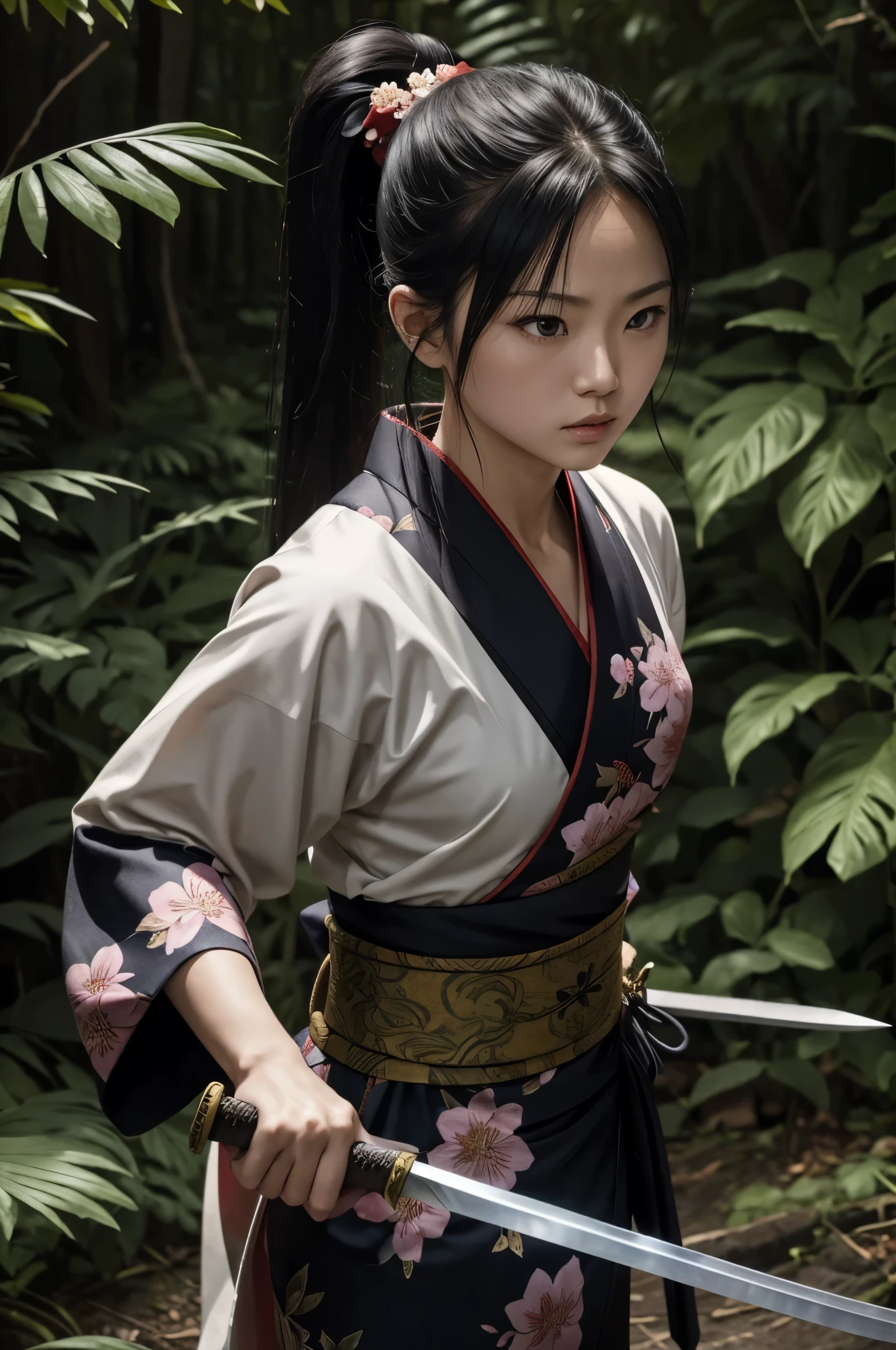 8K,Japan holding a sword,超A high resolution,Super realistic sword blade,
