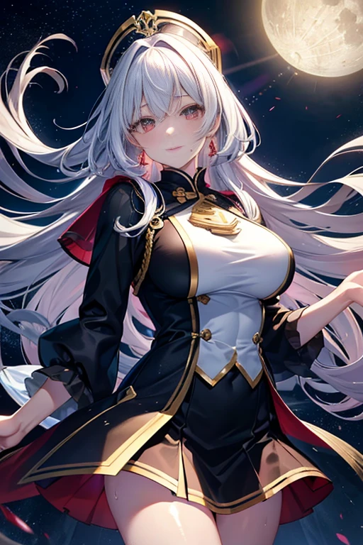 Prinz Eugen、Yae Miko、
(Right eye is yellow、Purple left eye)、
Highest quality、Highly refined、Super detailed、Sparkling Eyes、
Ultra-high resolution、Ultra HD、masterpiece、Detailed hands、
One woman、Only one person、solo、
(uniform)、(Slit leather long skirt)、
(Long coat)、Leather clothing、
Ahoge、messy hair、Super long hair、
ponytail、
Saggy breasts、Extra long milk、Huge breasts、
Cross your arms、