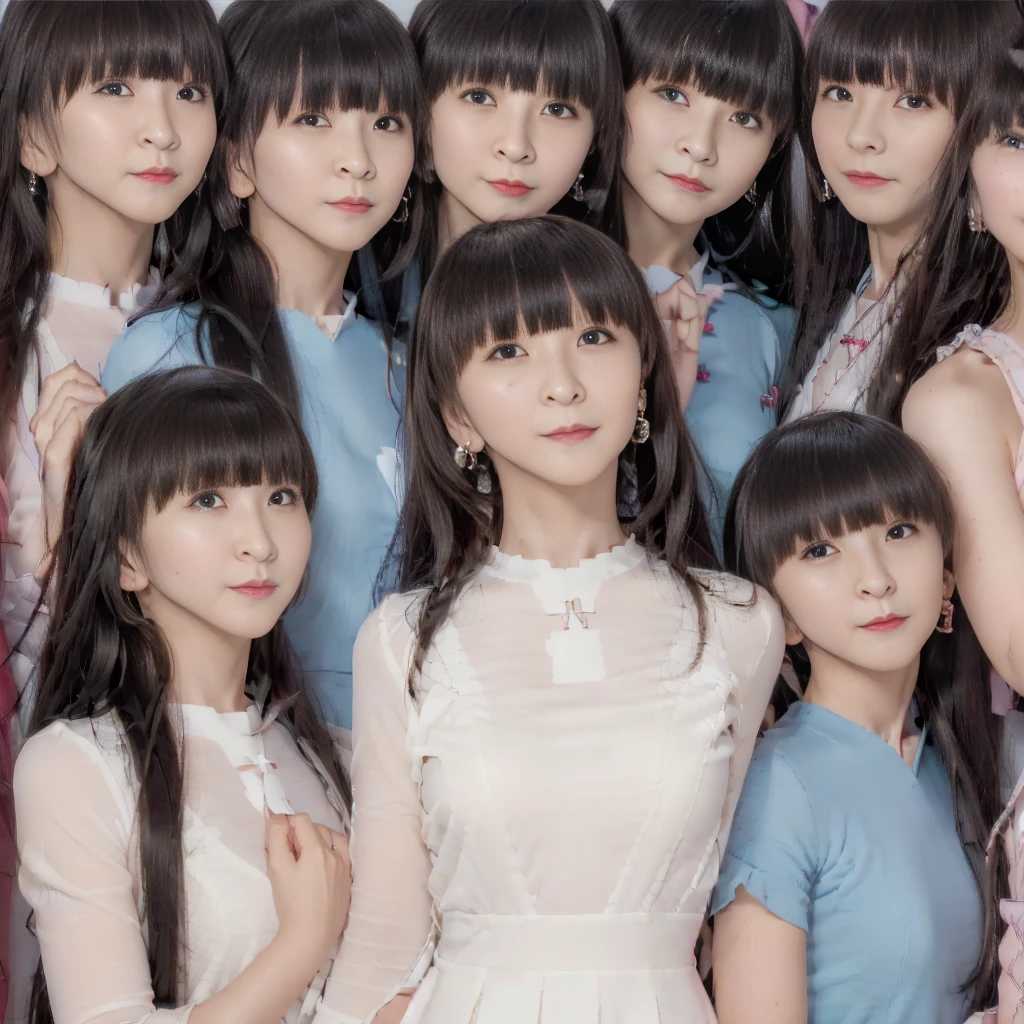 Raw photo、(((multiple girls))),((((6+girls)))),((((100girls)))),(((1000girls)))、((((100 Girls))))、Women only、The same face、((matching school uniform))、6years old、A dark-haired、100 cute girls、a smile、inside a classroom、selfee、same person、(((Large group)))、elementary student
