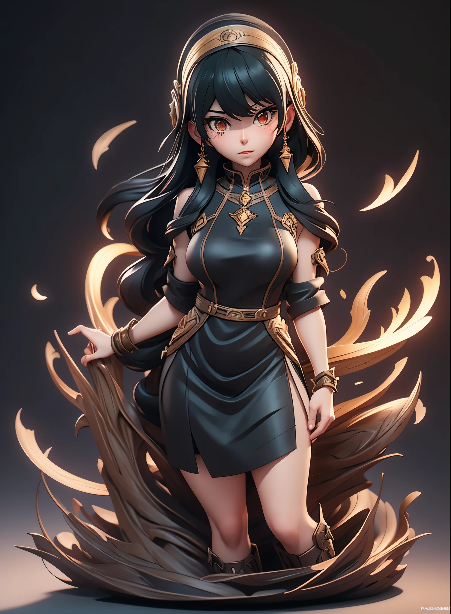 Anime character with long black hair and black dress, 2. 5 d cgi anime fantasy artwork, Official Character Art, cushart krenz key art feminine, shadowverse character concept, 3 d render official art, anime goddess, jrpg character art, render of a cute 3d anime girl