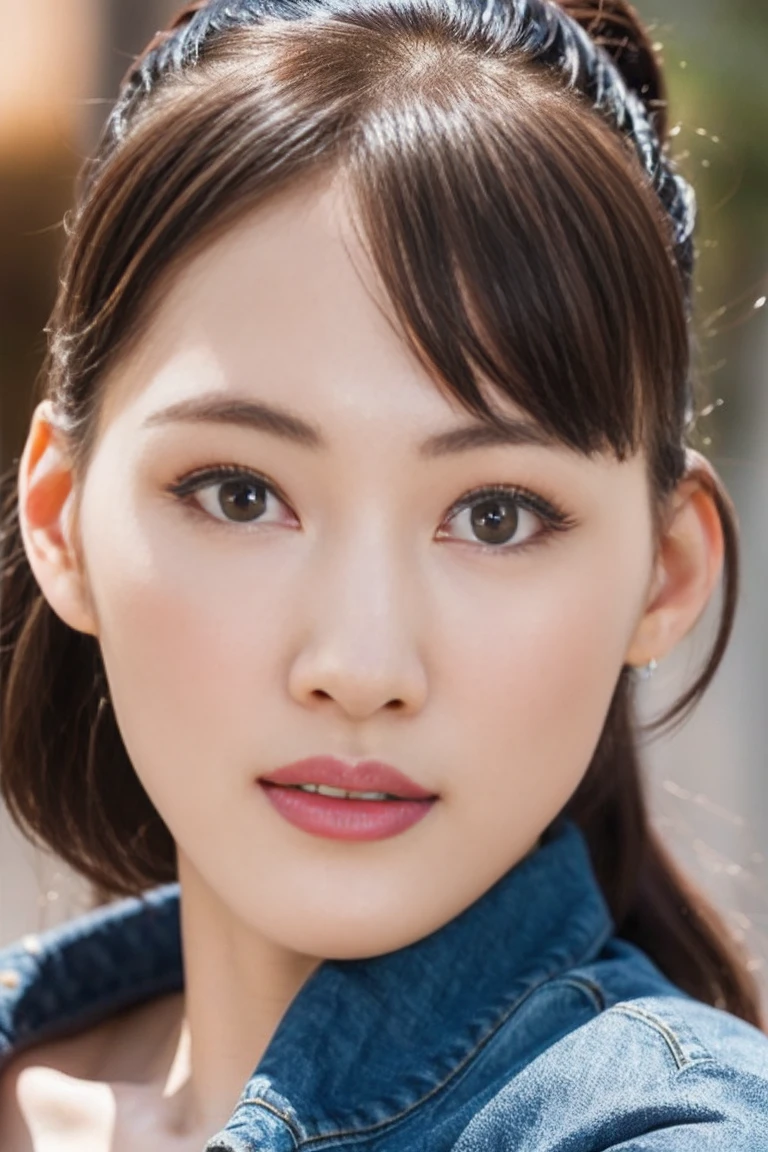 1girl in,top with jeans ,Shiny skin,Best Quality,masutepiece,extremely delicate and beautiful,8K Wallpaper,amazing,finely detail,Official art,Highly detailed ticker Unity 8k wallpaper,unbelievable Ridiculous,huge filesize,Ultra-detailed,hight resolution,Extremely detailed,Beautiful detailed girl,Realistic,